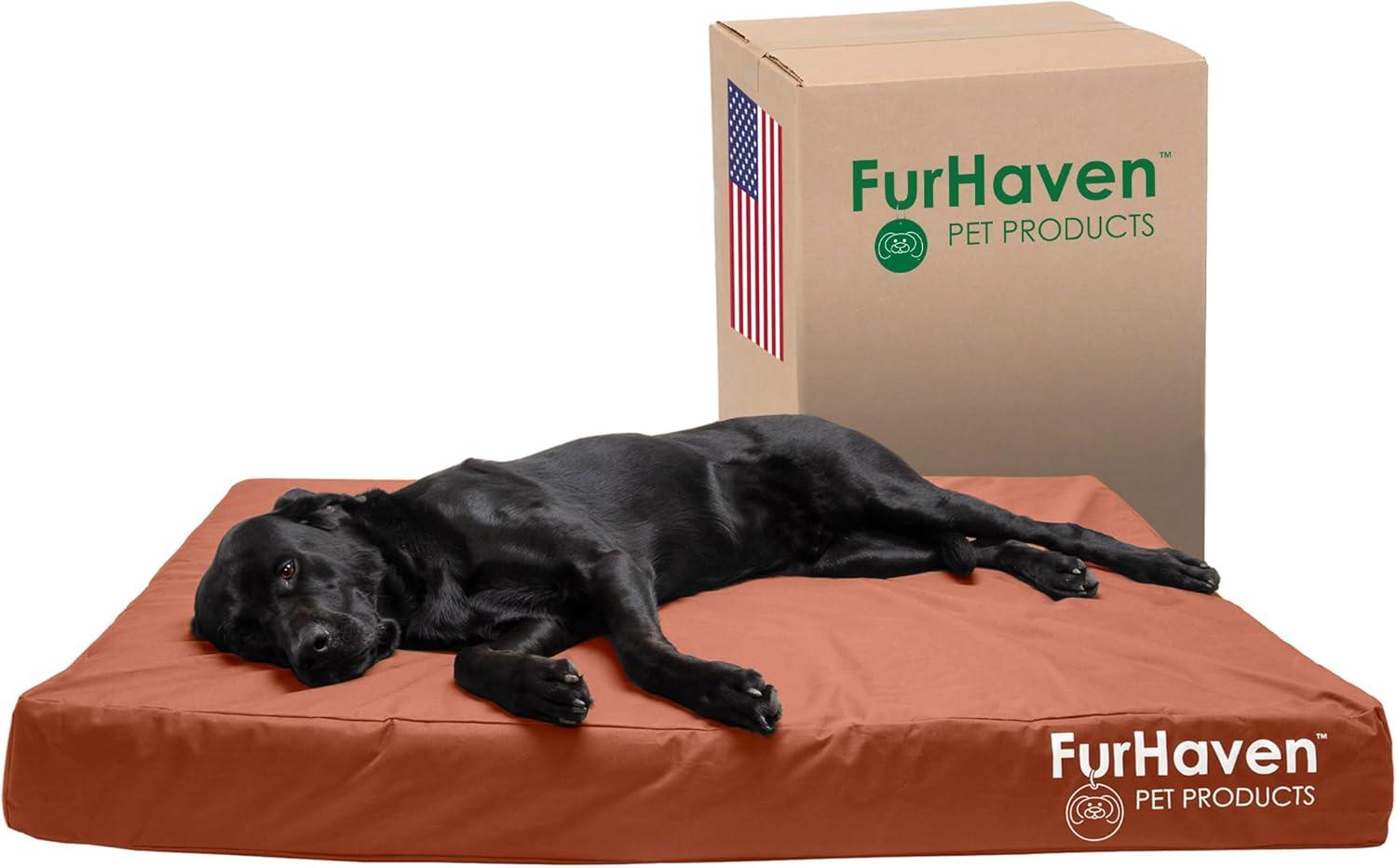 imageFurhaven WaterResistant Orthopedic Dog Bed for MediumSmall Dogs w Removable Washable Cover For Dogs Up to 35 lbs IndoorOutdoor Logo Print Oxford Polycanvas Mattress Stone Gray MediumWaterResistant Logo Print Chestnut