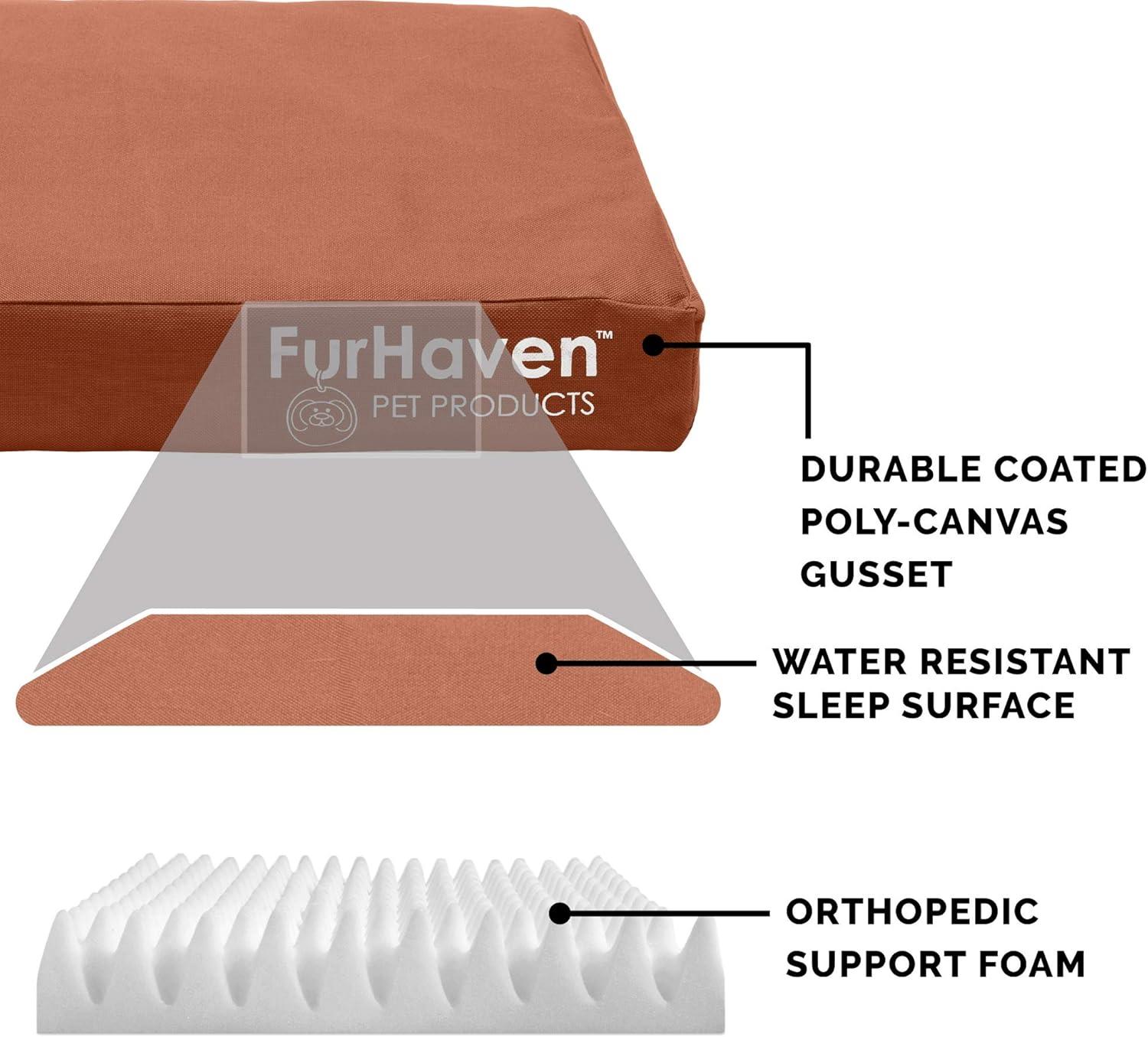 imageFurhaven WaterResistant Orthopedic Dog Bed for MediumSmall Dogs w Removable Washable Cover For Dogs Up to 35 lbs IndoorOutdoor Logo Print Oxford Polycanvas Mattress Stone Gray MediumWaterResistant Logo Print Chestnut