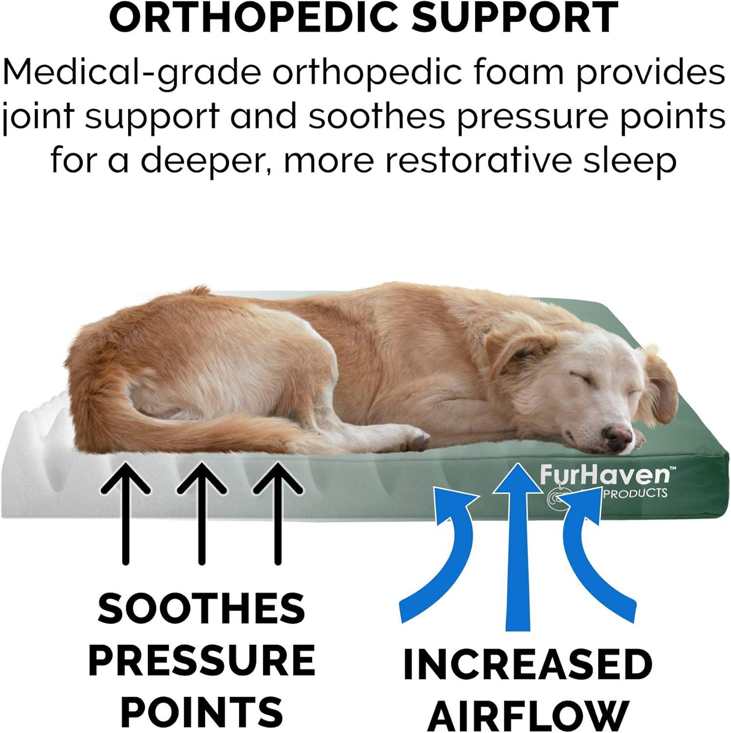 imageFurhaven WaterResistant Orthopedic Dog Bed for MediumSmall Dogs w Removable Washable Cover For Dogs Up to 35 lbs IndoorOutdoor Logo Print Oxford Polycanvas Mattress Stone Gray MediumWaterResistant Logo Print Forest