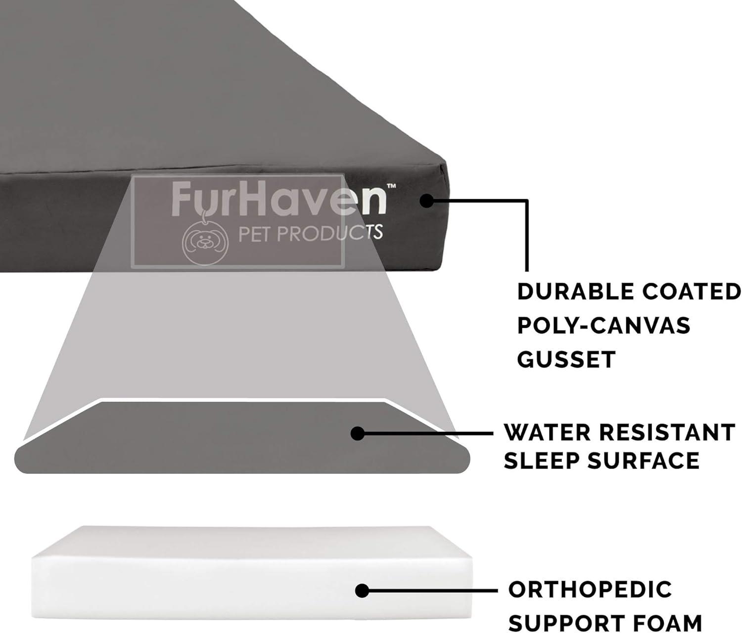 imageFurhaven WaterResistant Orthopedic Dog Bed for MediumSmall Dogs w Removable Washable Cover For Dogs Up to 35 lbs IndoorOutdoor Logo Print Oxford Polycanvas Mattress Stone Gray MediumWaterResistant Logo Print Stone Gray