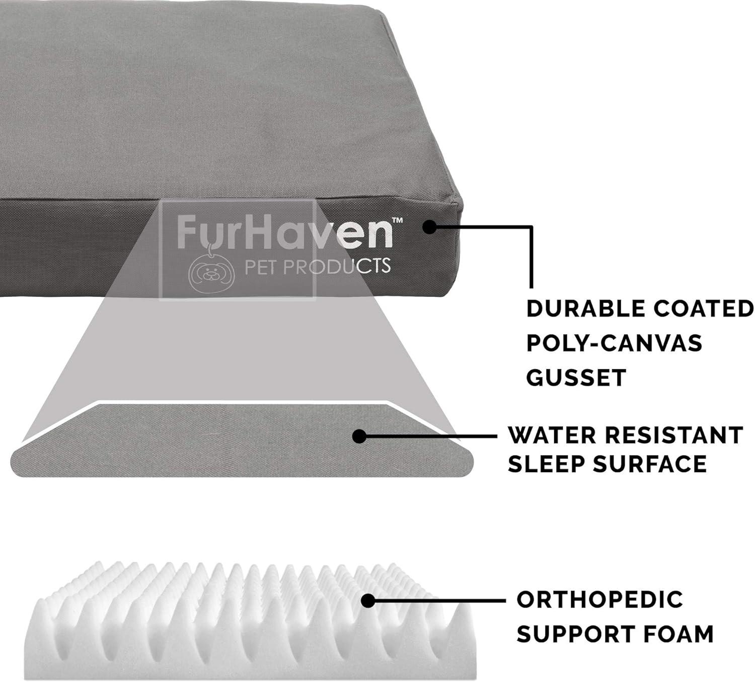imageFurhaven WaterResistant Orthopedic Dog Bed for MediumSmall Dogs w Removable Washable Cover For Dogs Up to 35 lbs IndoorOutdoor Logo Print Oxford Polycanvas Mattress Stone Gray MediumWaterResistant Logo Print Stone Gray