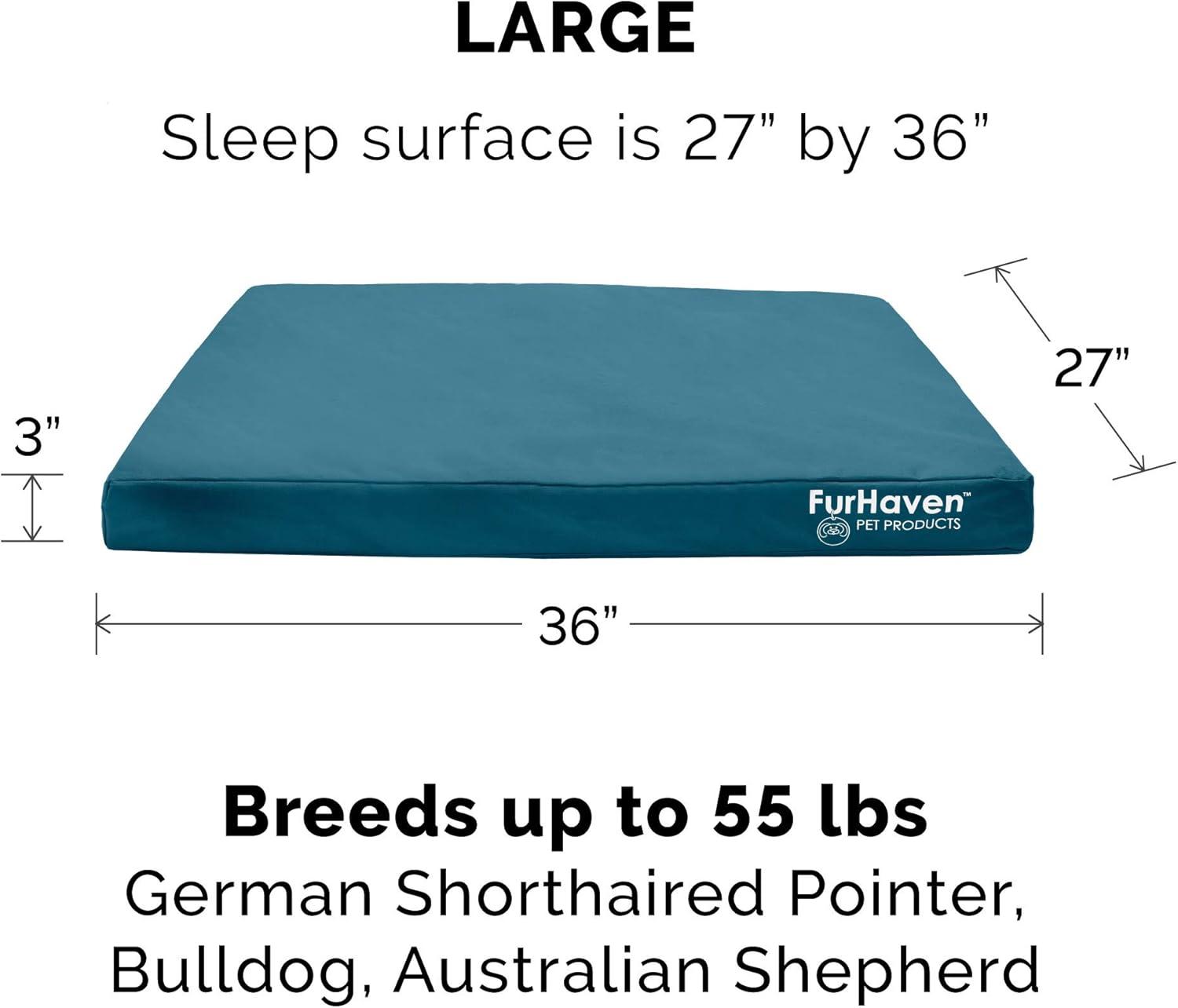 imageFurhaven WaterResistant Orthopedic Dog Bed for MediumSmall Dogs w Removable Washable Cover For Dogs Up to 35 lbs IndoorOutdoor Logo Print Oxford Polycanvas Mattress Stone Gray MediumWaterResistant Logo Print Deep Lagoon