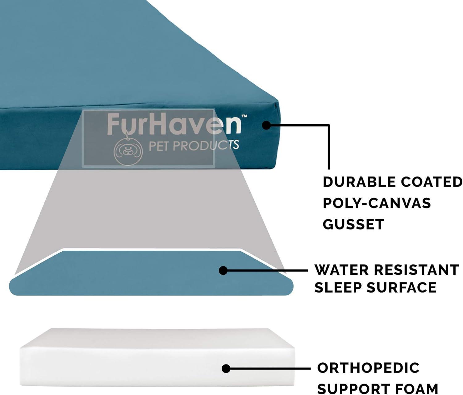 imageFurhaven WaterResistant Orthopedic Dog Bed for MediumSmall Dogs w Removable Washable Cover For Dogs Up to 35 lbs IndoorOutdoor Logo Print Oxford Polycanvas Mattress Stone Gray MediumWaterResistant Logo Print Deep Lagoon