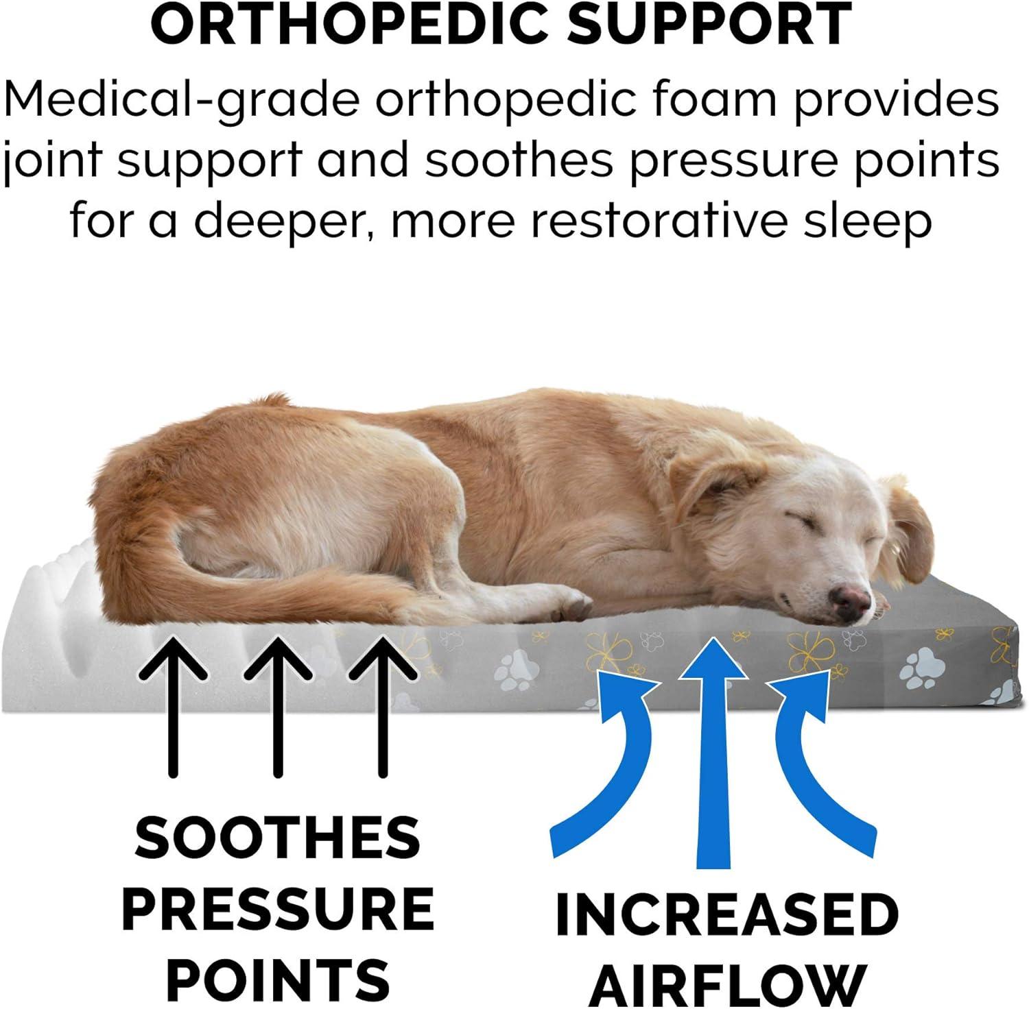 imageFurhaven WaterResistant Orthopedic Dog Bed for MediumSmall Dogs w Removable Washable Cover For Dogs Up to 35 lbs IndoorOutdoor Logo Print Oxford Polycanvas Mattress Stone Gray MediumDlx Mat Garden Print Iron Gate