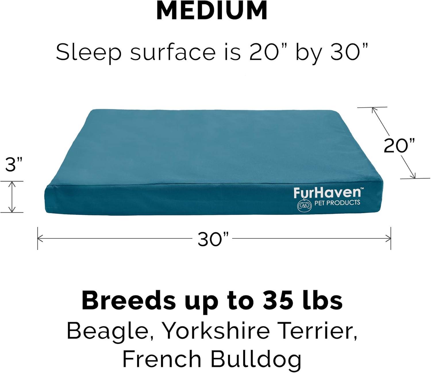 imageFurhaven WaterResistant Orthopedic Dog Bed for MediumSmall Dogs w Removable Washable Cover For Dogs Up to 35 lbs IndoorOutdoor Logo Print Oxford Polycanvas Mattress Stone Gray MediumWaterResistant Logo Print Deep Lagoon