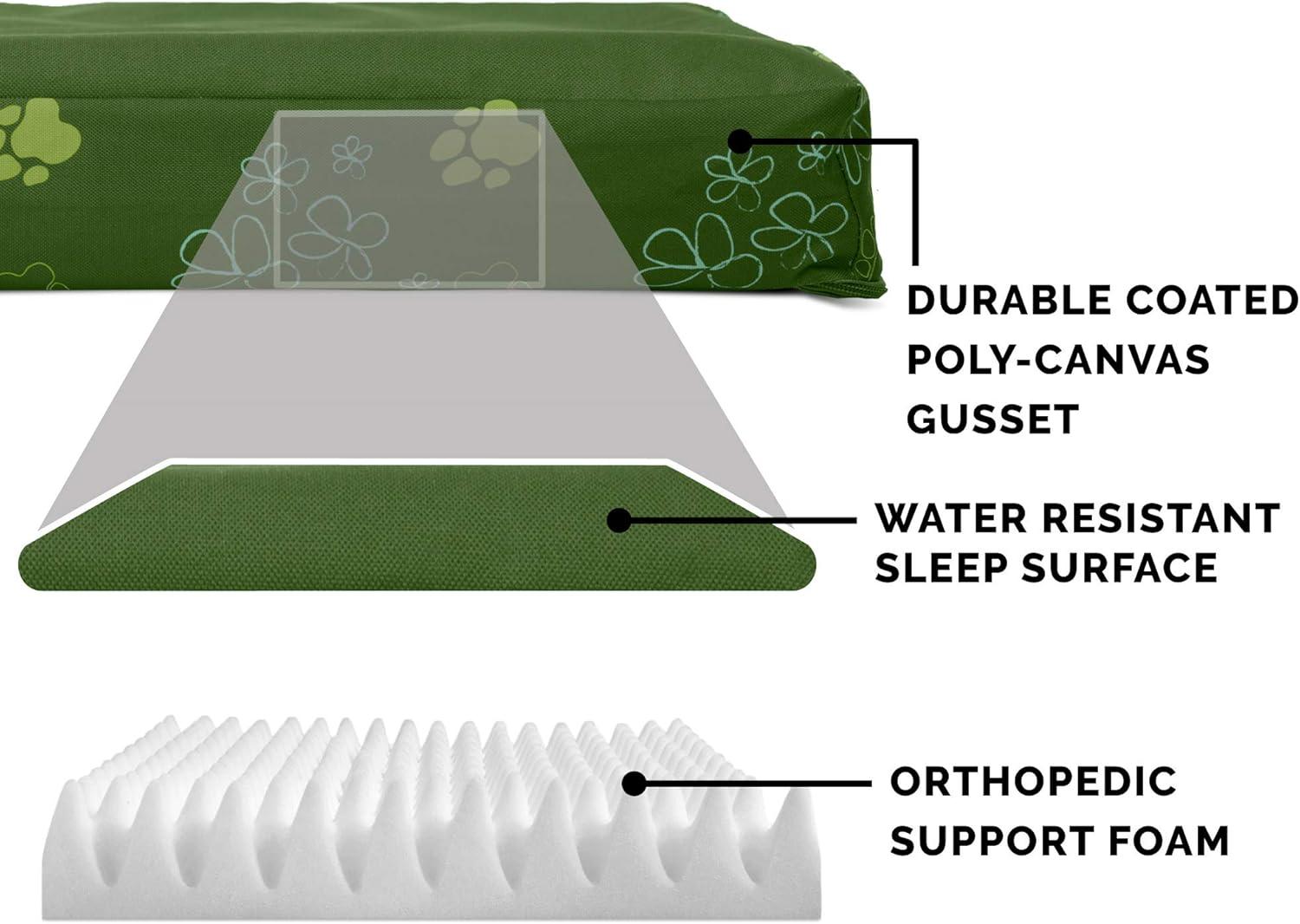 imageFurhaven WaterResistant Orthopedic Dog Bed for MediumSmall Dogs w Removable Washable Cover For Dogs Up to 35 lbs IndoorOutdoor Logo Print Oxford Polycanvas Mattress Stone Gray MediumWaterResistant Garden Print Jungle Green