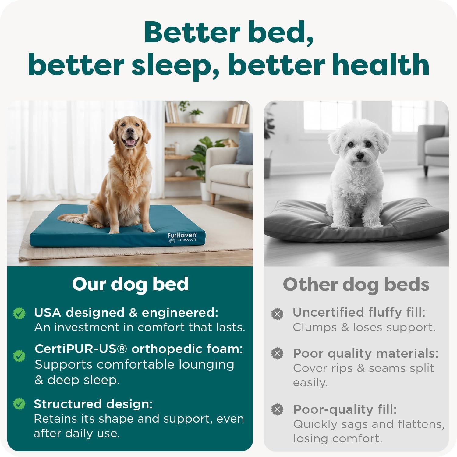 imageFurhaven WaterResistant Orthopedic Dog Bed for MediumSmall Dogs w Removable Washable Cover For Dogs Up to 35 lbs IndoorOutdoor Logo Print Oxford Polycanvas Mattress Stone Gray MediumWaterResistant Logo Print Stone Gray