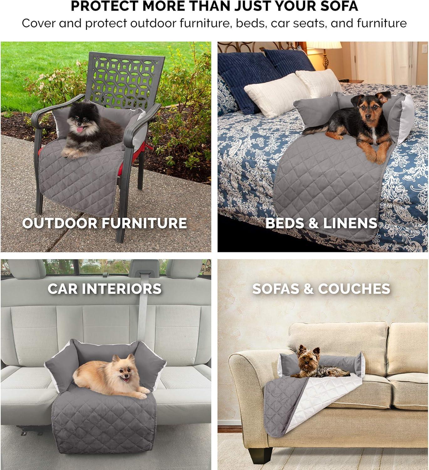 imageFurhaven WaterResistant ampamp Reversible 30quot Wide Seat Cover Protector for Dogs ampamp Cats Perfect for Couches Beds ampamp Car Seats Sofa Buddy Bolster Seating Protector GrayMist MediumMarine Blue Two Tone Plush Faux Fur Suede