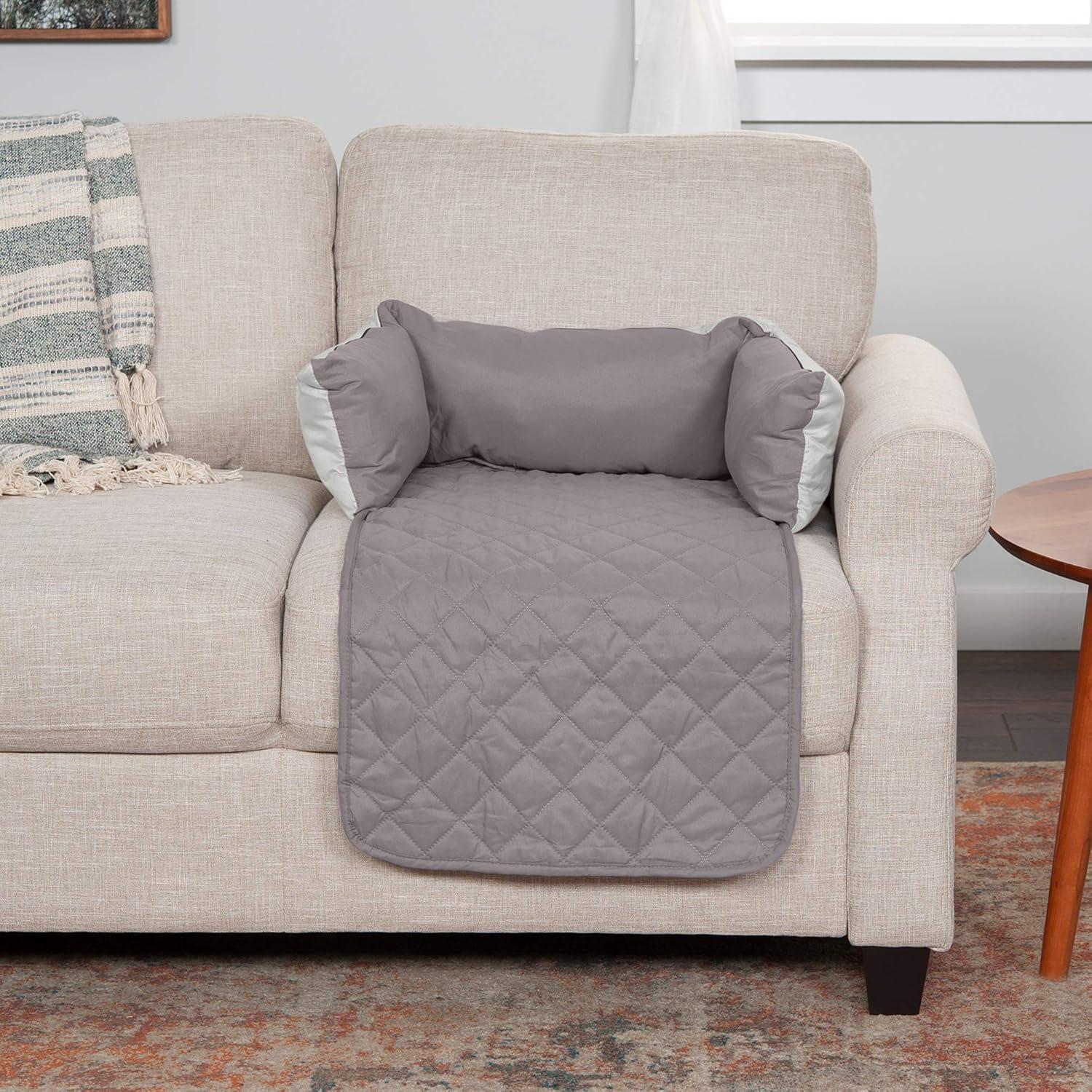 imageFurhaven WaterResistant ampamp Reversible 30quot Wide Seat Cover Protector for Dogs ampamp Cats Perfect for Couches Beds ampamp Car Seats Sofa Buddy Bolster Seating Protector GrayMist MediumGray Almonds Plush Almond Print