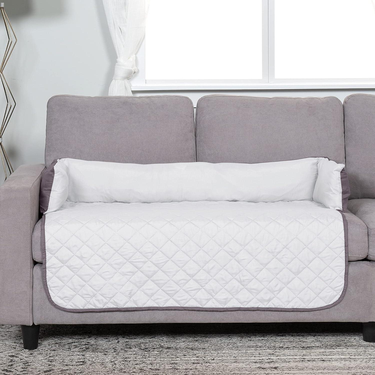 imageFurhaven WaterResistant ampamp Reversible 30quot Wide Seat Cover Protector for Dogs ampamp Cats Perfect for Couches Beds ampamp Car Seats Sofa Buddy Bolster Seating Protector GrayMist MediumMarine Blue Two Tone Plush Faux Fur Suede