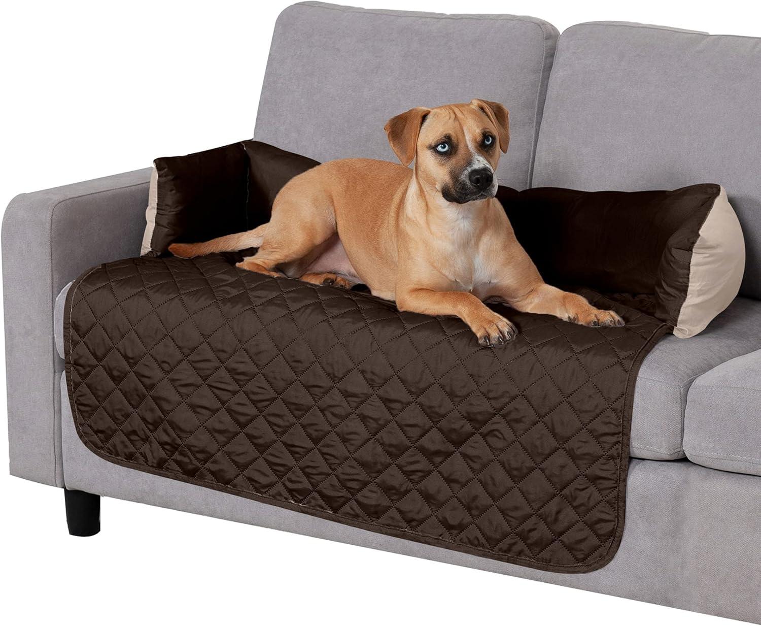 imageFurhaven WaterResistant ampamp Reversible 30quot Wide Seat Cover Protector for Dogs ampamp Cats Perfect for Couches Beds ampamp Car Seats Sofa Buddy Bolster Seating Protector GrayMist MediumDeep Sapphire Plush Velvet
