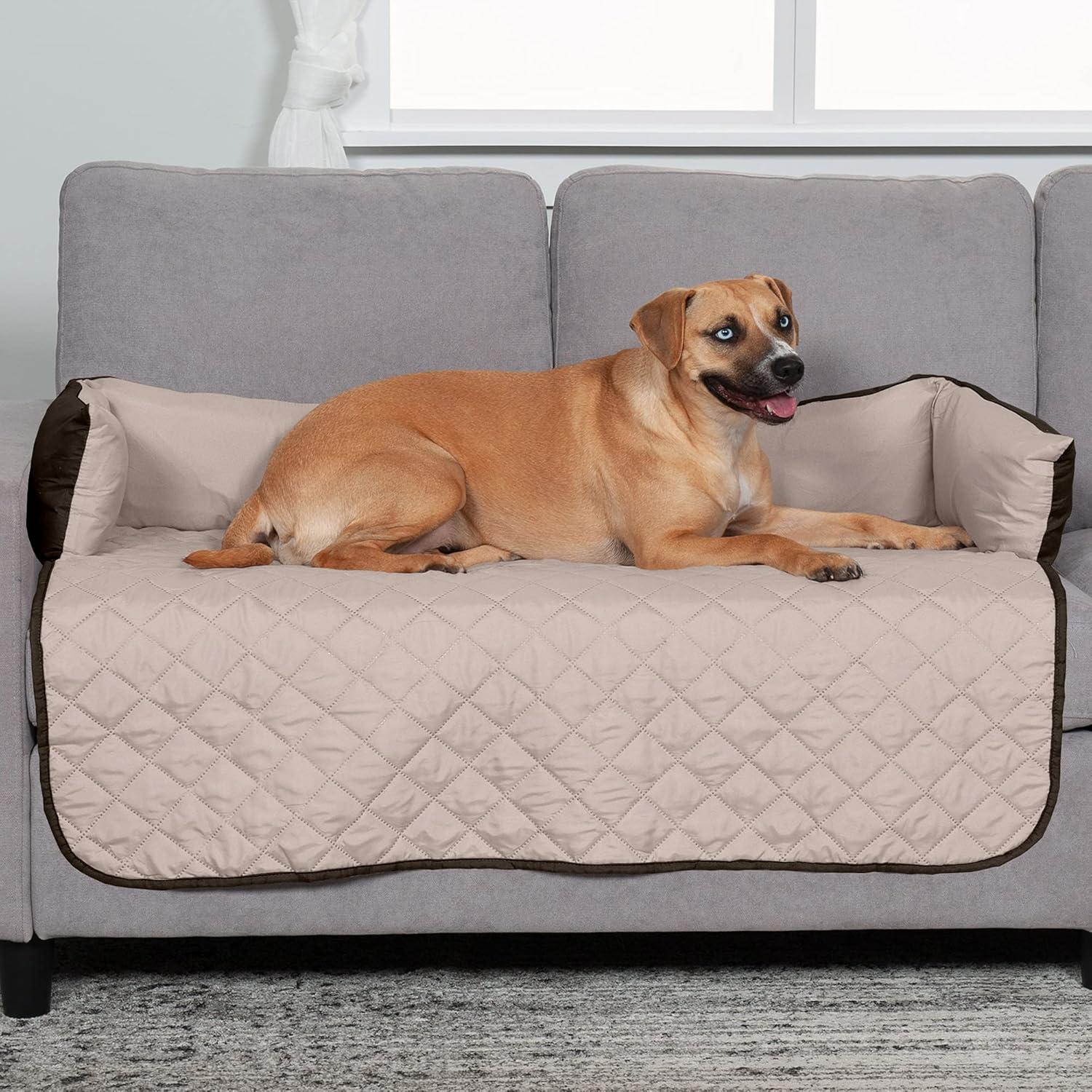 imageFurhaven WaterResistant ampamp Reversible 30quot Wide Seat Cover Protector for Dogs ampamp Cats Perfect for Couches Beds ampamp Car Seats Sofa Buddy Bolster Seating Protector GrayMist MediumDeep Sapphire Plush Velvet