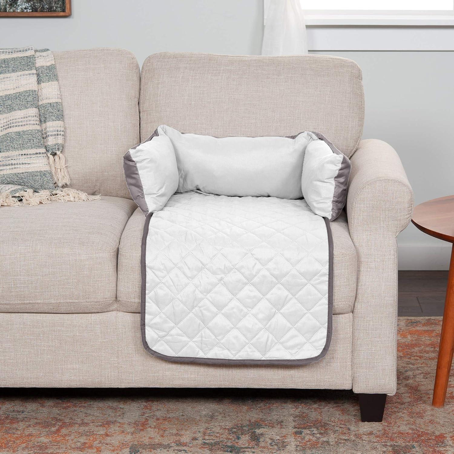 imageFurhaven WaterResistant ampamp Reversible 30quot Wide Seat Cover Protector for Dogs ampamp Cats Perfect for Couches Beds ampamp Car Seats Sofa Buddy Bolster Seating Protector GrayMist MediumGray Almonds Plush Almond Print