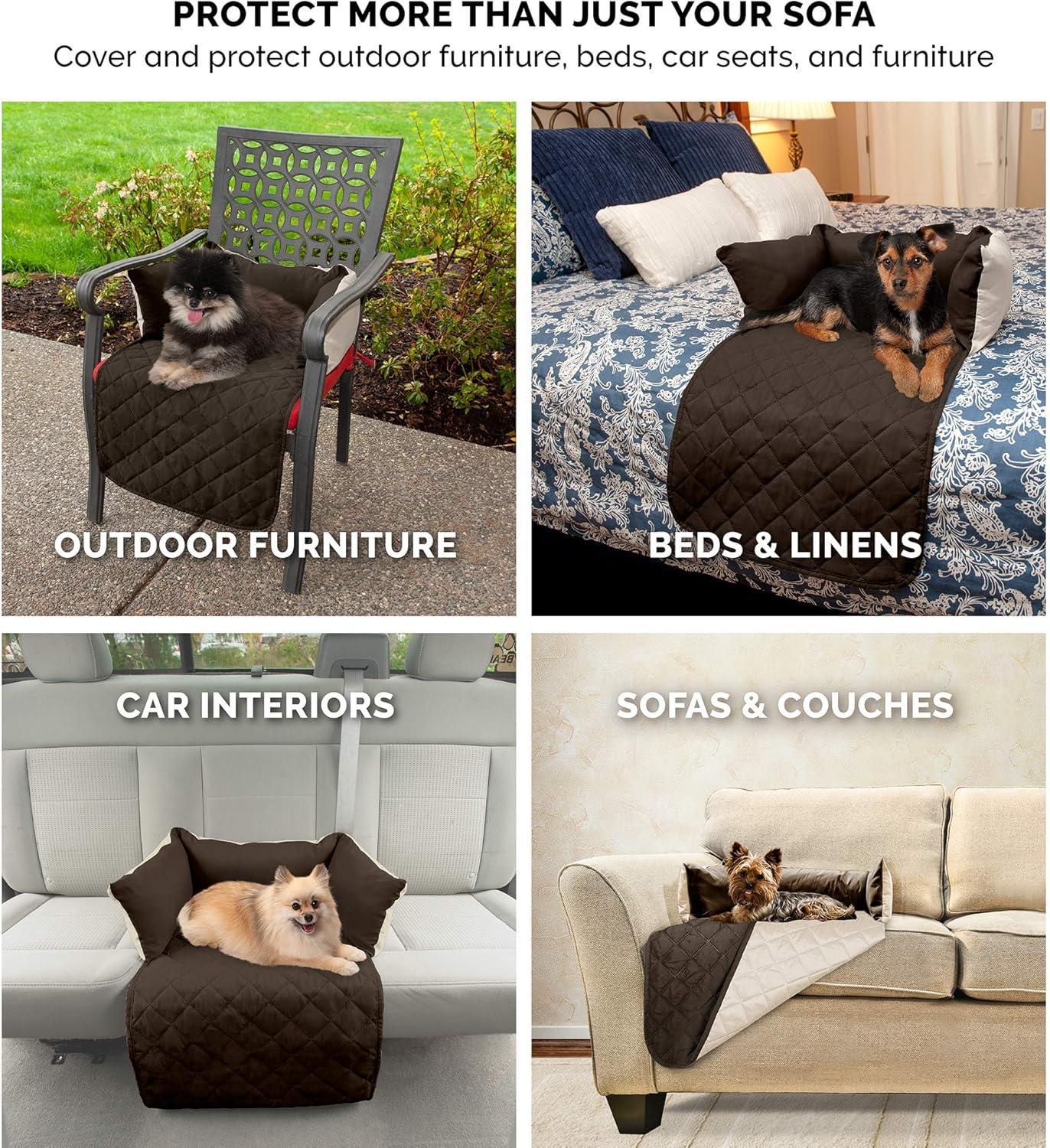 imageFurhaven WaterResistant ampamp Reversible 30quot Wide Seat Cover Protector for Dogs ampamp Cats Perfect for Couches Beds ampamp Car Seats Sofa Buddy Bolster Seating Protector GrayMist MediumDeep Sapphire Plush Velvet