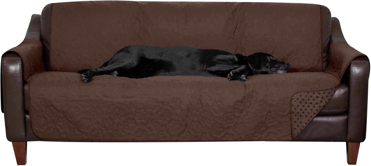 imageFurhaven Waterproof ampamp NonSlip XL SofaCouch Cover Protector for Dogs Cats ampamp Children Quilted Paw Print Living Room Furniture Cover Gray XLarge SofaEspresso
