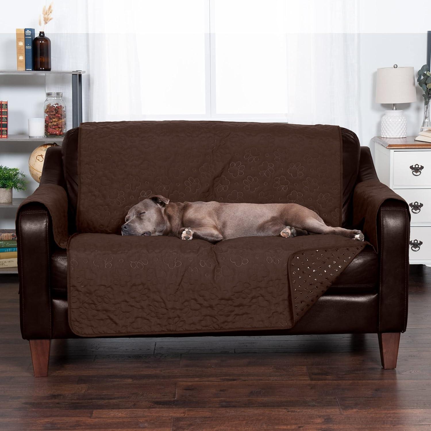 imageFurhaven Waterproof ampamp NonSlip XL SofaCouch Cover Protector for Dogs Cats ampamp Children Quilted Paw Print Living Room Furniture Cover Gray XLarge SofaEspresso