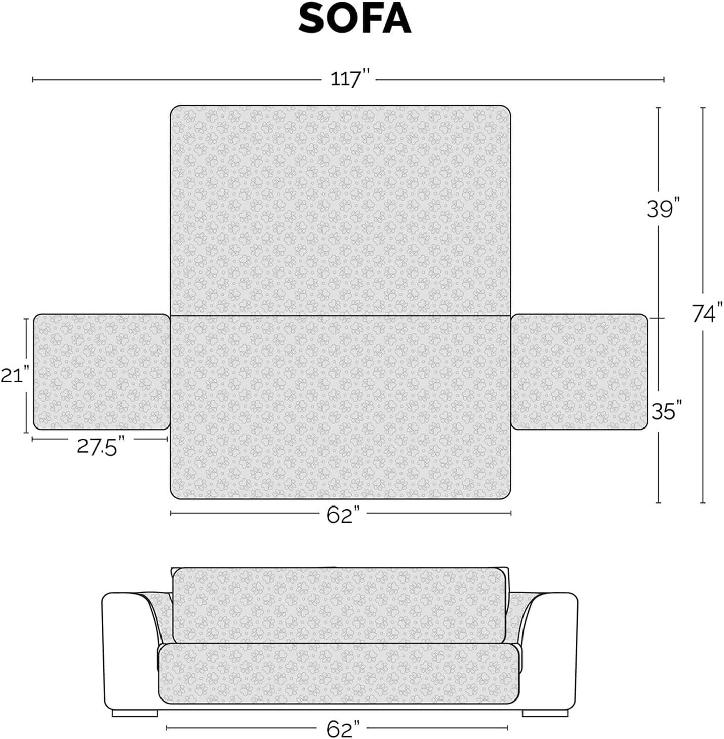 imageFurhaven Waterproof ampamp NonSlip XL SofaCouch Cover Protector for Dogs Cats ampamp Children Quilted Paw Print Living Room Furniture Cover Gray XLarge SofaGrey