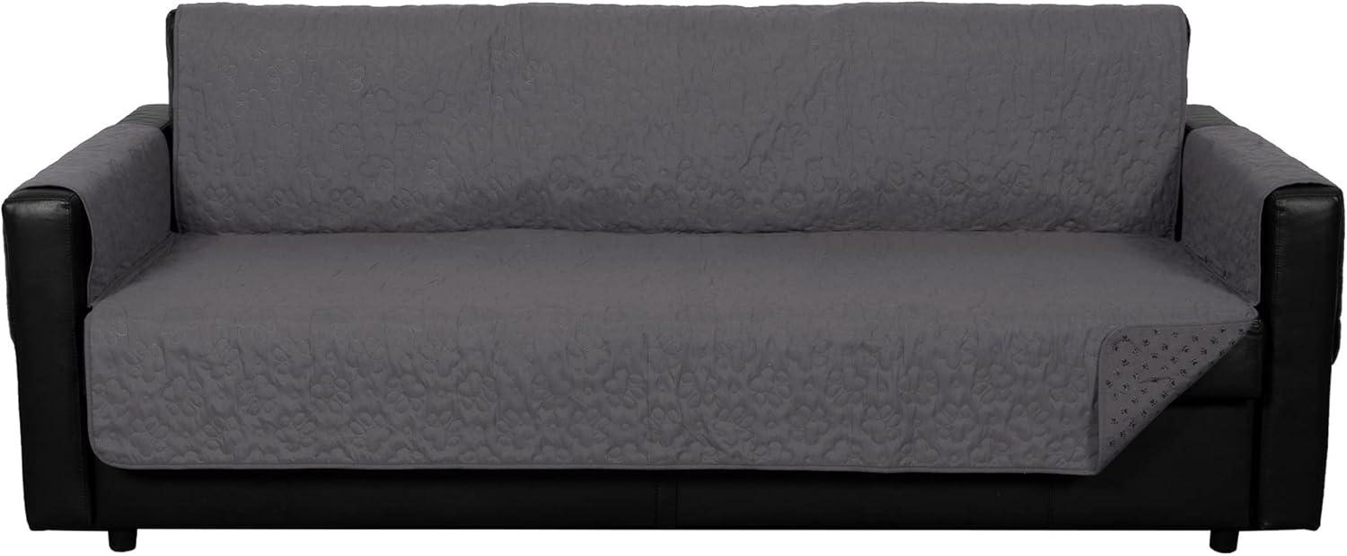 imageFurhaven Waterproof ampamp NonSlip XL SofaCouch Cover Protector for Dogs Cats ampamp Children Quilted Paw Print Living Room Furniture Cover Gray XLarge SofaGrey