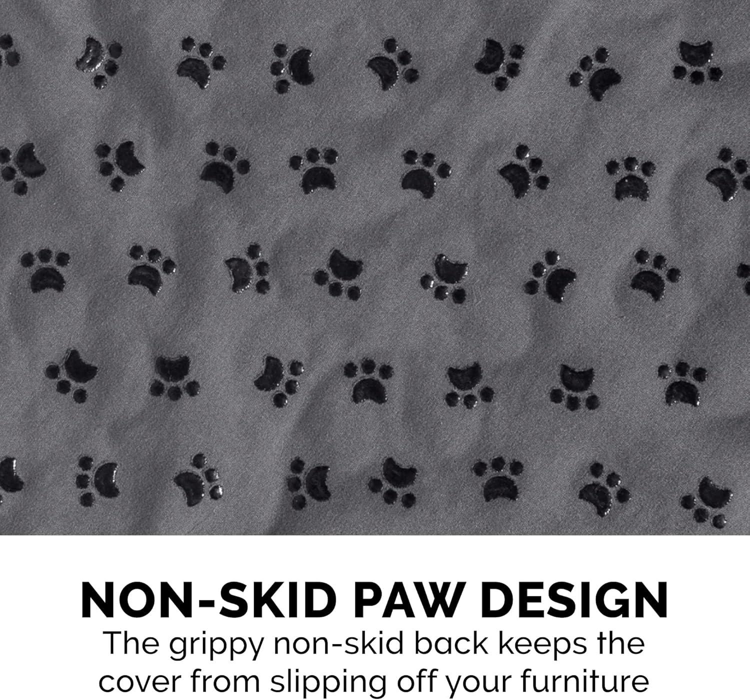 imageFurhaven Waterproof ampamp NonSlip XL SofaCouch Cover Protector for Dogs Cats ampamp Children Quilted Paw Print Living Room Furniture Cover Gray XLarge SofaGrey