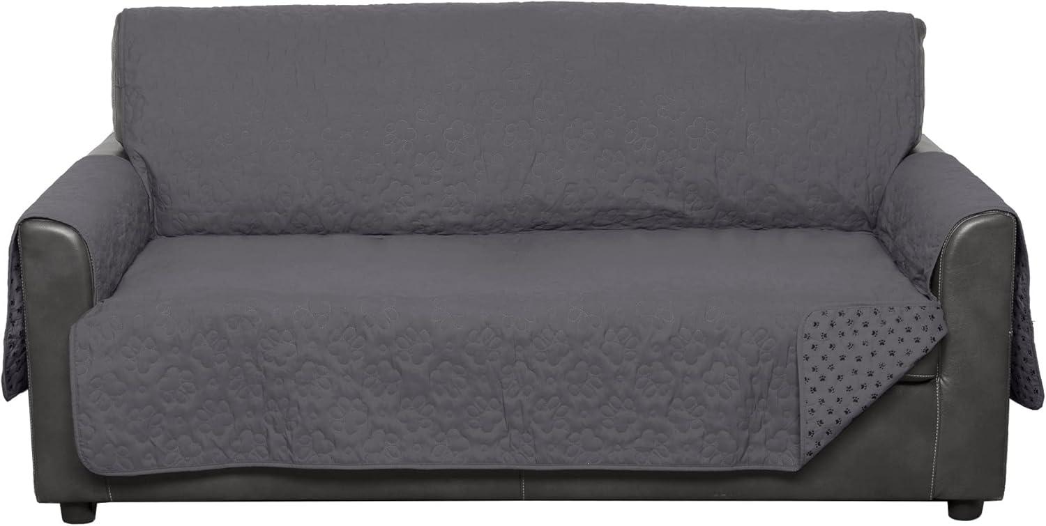 imageFurhaven Waterproof ampamp NonSlip XL SofaCouch Cover Protector for Dogs Cats ampamp Children Quilted Paw Print Living Room Furniture Cover Gray XLarge SofaGrey