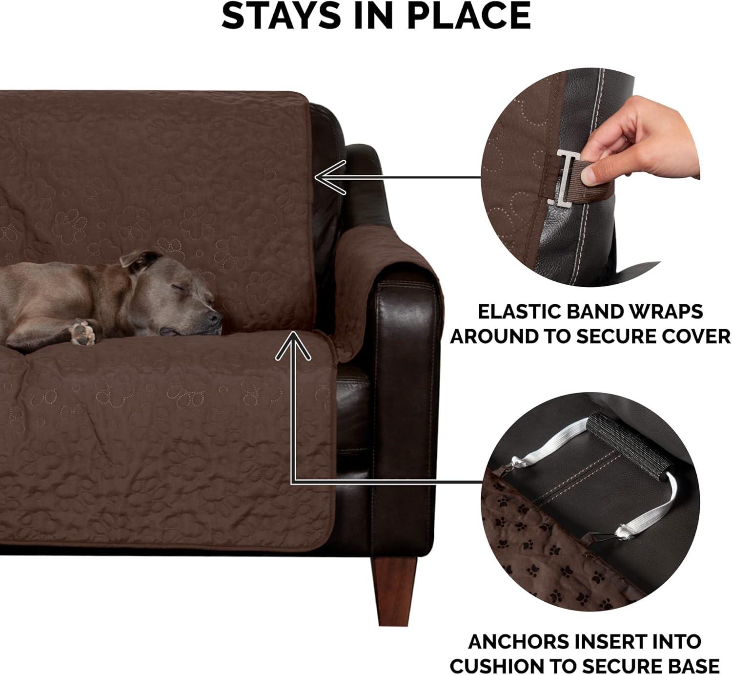 imageFurhaven Waterproof ampamp NonSlip XL SofaCouch Cover Protector for Dogs Cats ampamp Children Quilted Paw Print Living Room Furniture Cover Gray XLarge SofaEspresso