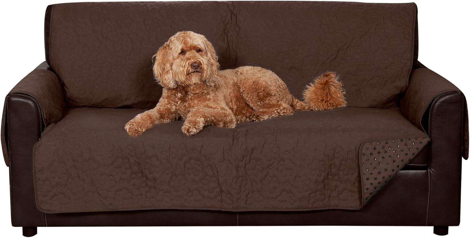 imageFurhaven Waterproof ampamp NonSlip XL SofaCouch Cover Protector for Dogs Cats ampamp Children Quilted Paw Print Living Room Furniture Cover Gray XLarge SofaEspresso