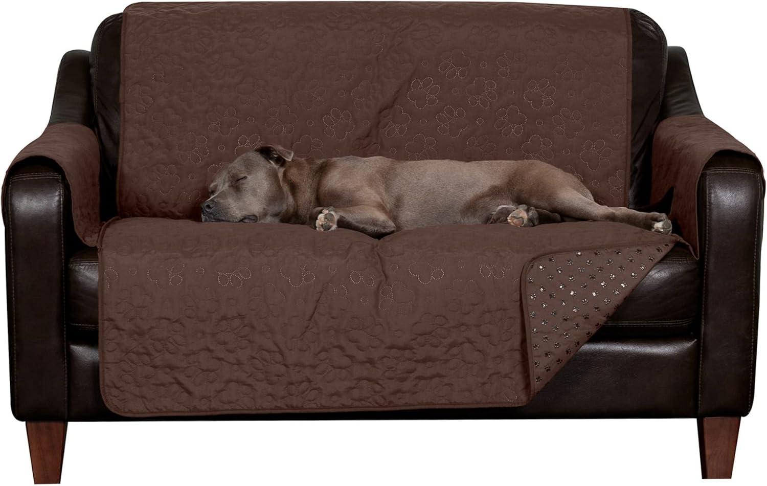 imageFurhaven Waterproof ampamp NonSlip XL SofaCouch Cover Protector for Dogs Cats ampamp Children Quilted Paw Print Living Room Furniture Cover Gray XLarge SofaEspresso