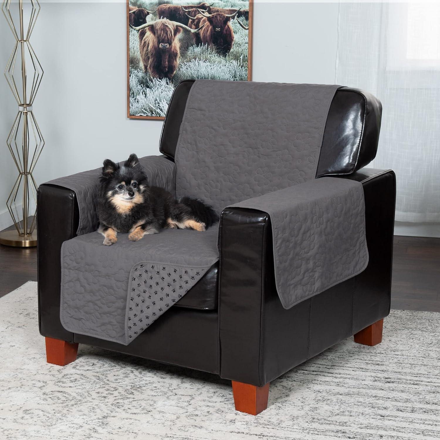imageFurhaven Waterproof ampamp NonSlip XL SofaCouch Cover Protector for Dogs Cats ampamp Children Quilted Paw Print Living Room Furniture Cover Gray XLarge SofaGrey