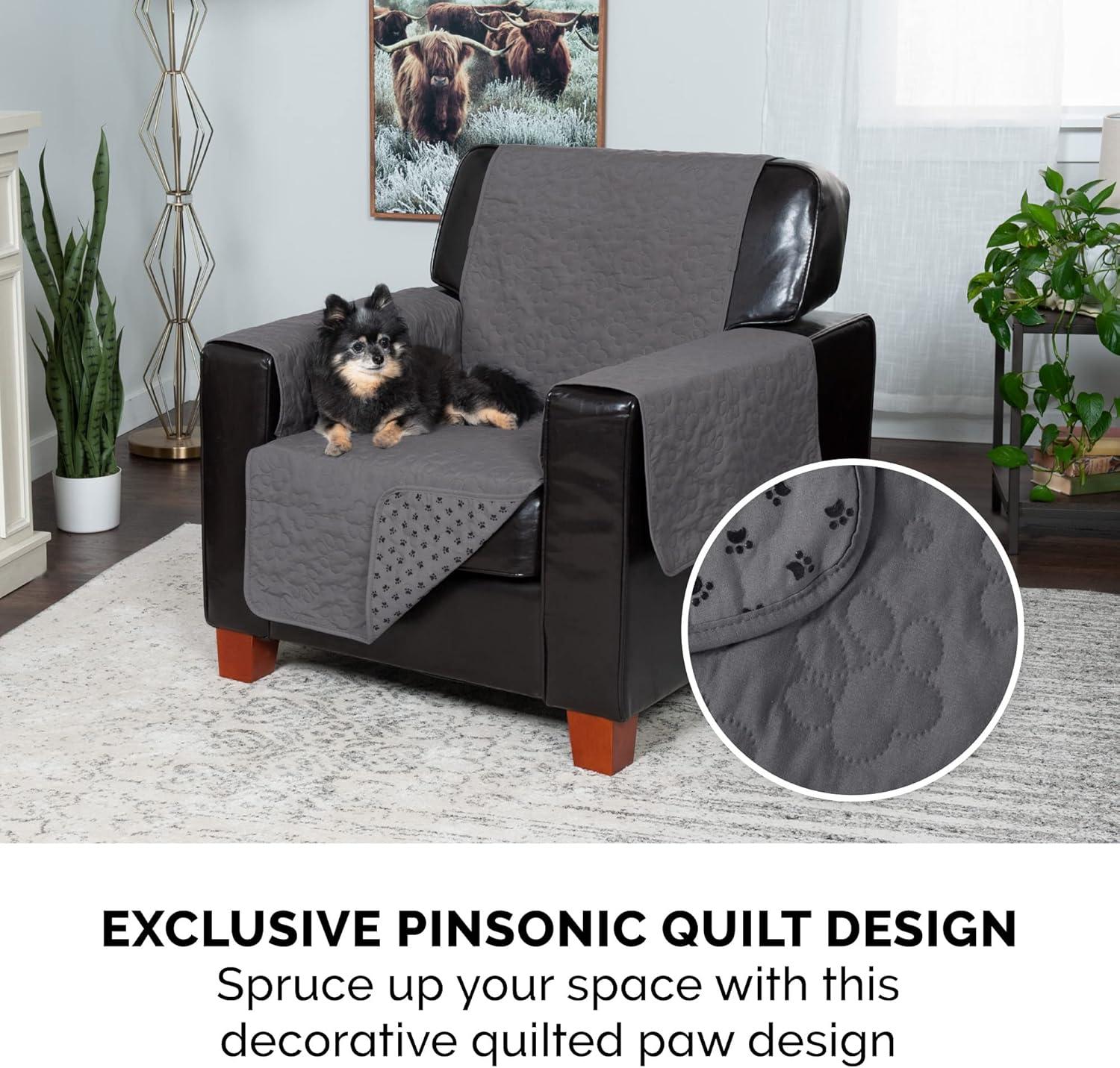 imageFurhaven Waterproof ampamp NonSlip XL SofaCouch Cover Protector for Dogs Cats ampamp Children Quilted Paw Print Living Room Furniture Cover Gray XLarge SofaGrey