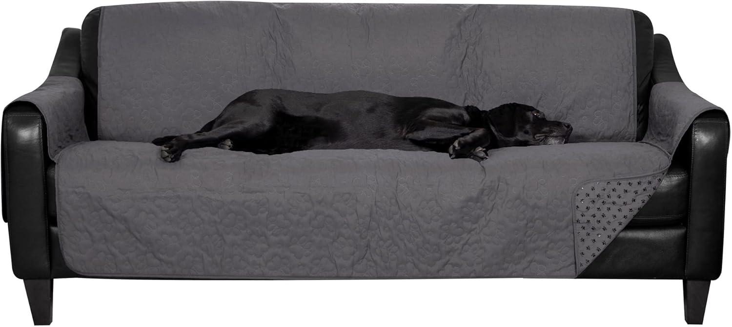 imageFurhaven Waterproof ampamp NonSlip XL SofaCouch Cover Protector for Dogs Cats ampamp Children Quilted Paw Print Living Room Furniture Cover Gray XLarge SofaGrey