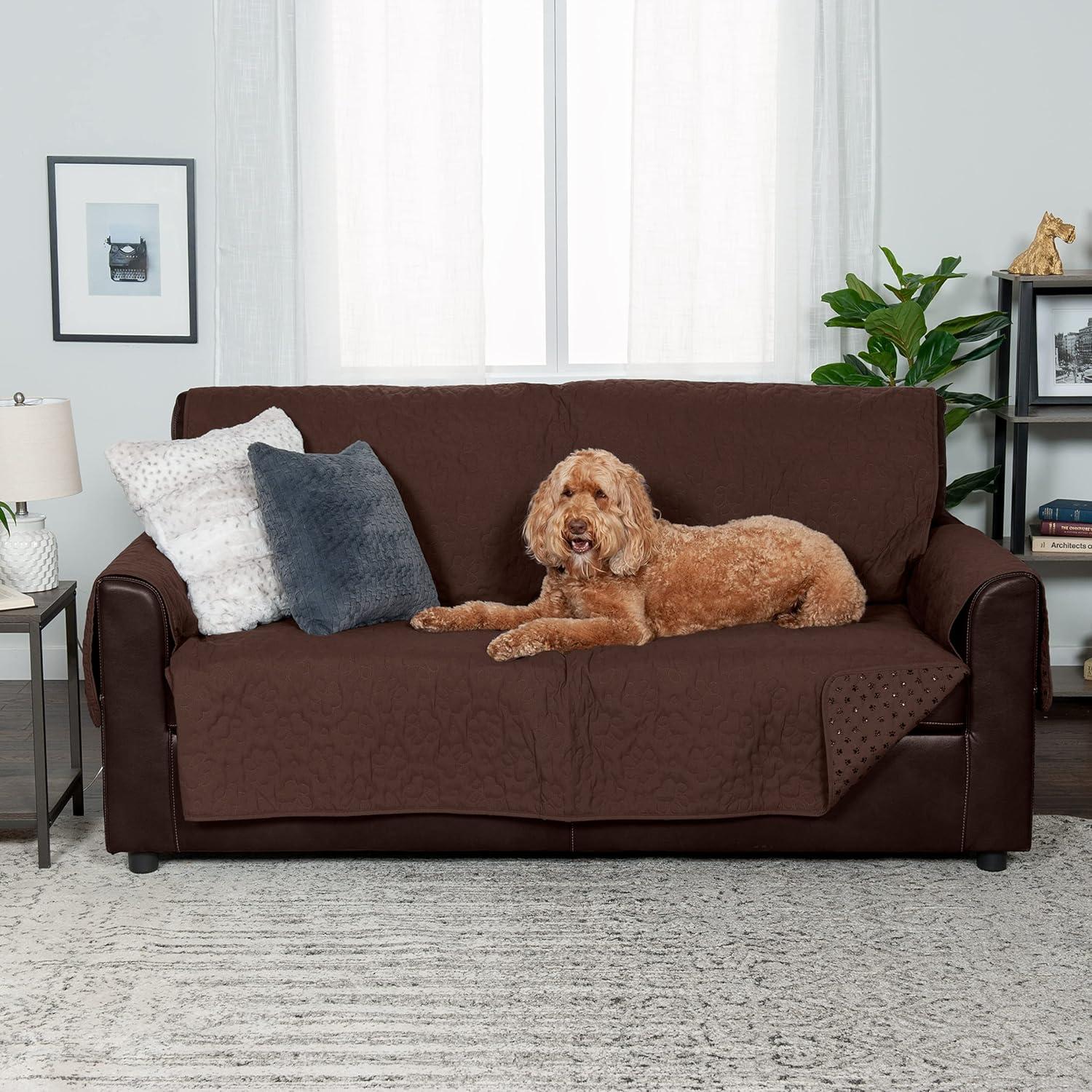 imageFurhaven Waterproof ampamp NonSlip XL SofaCouch Cover Protector for Dogs Cats ampamp Children Quilted Paw Print Living Room Furniture Cover Gray XLarge SofaEspresso
