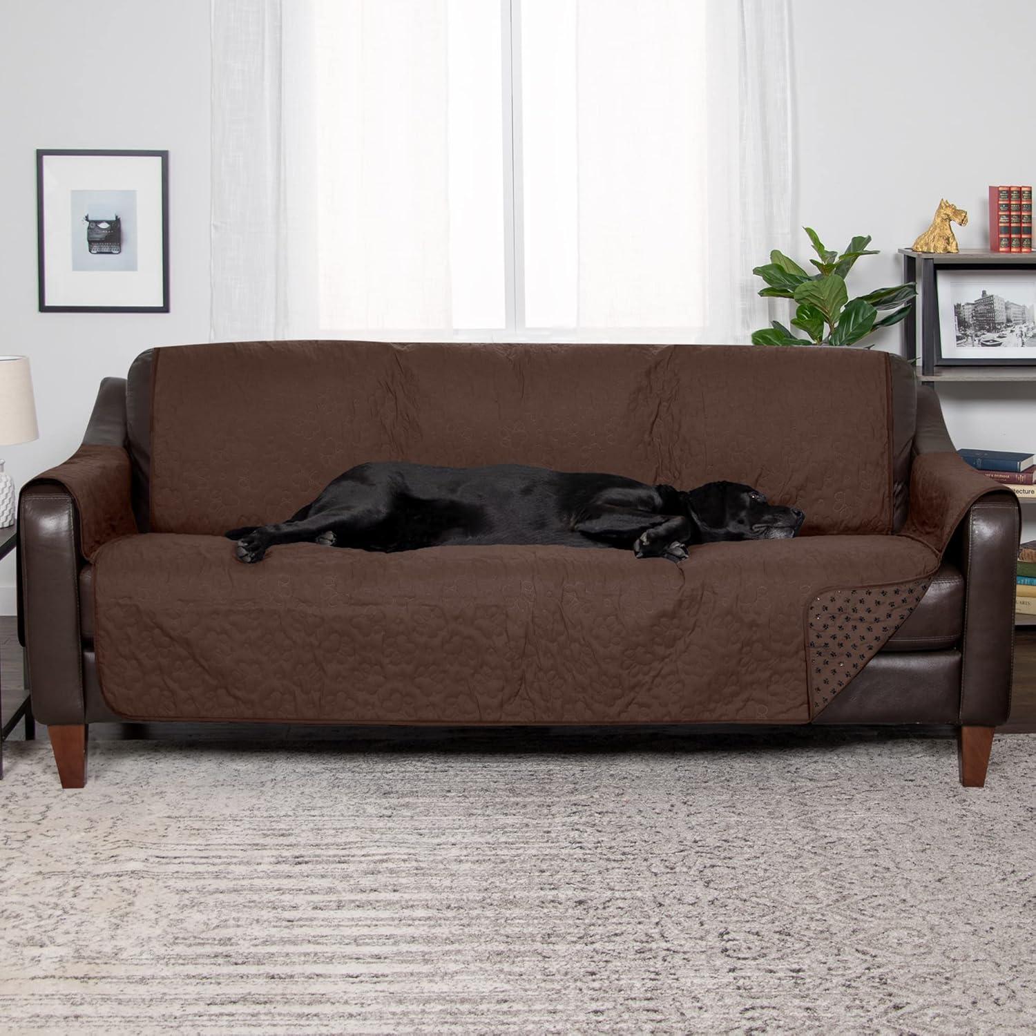 imageFurhaven Waterproof ampamp NonSlip XL SofaCouch Cover Protector for Dogs Cats ampamp Children Quilted Paw Print Living Room Furniture Cover Gray XLarge SofaEspresso
