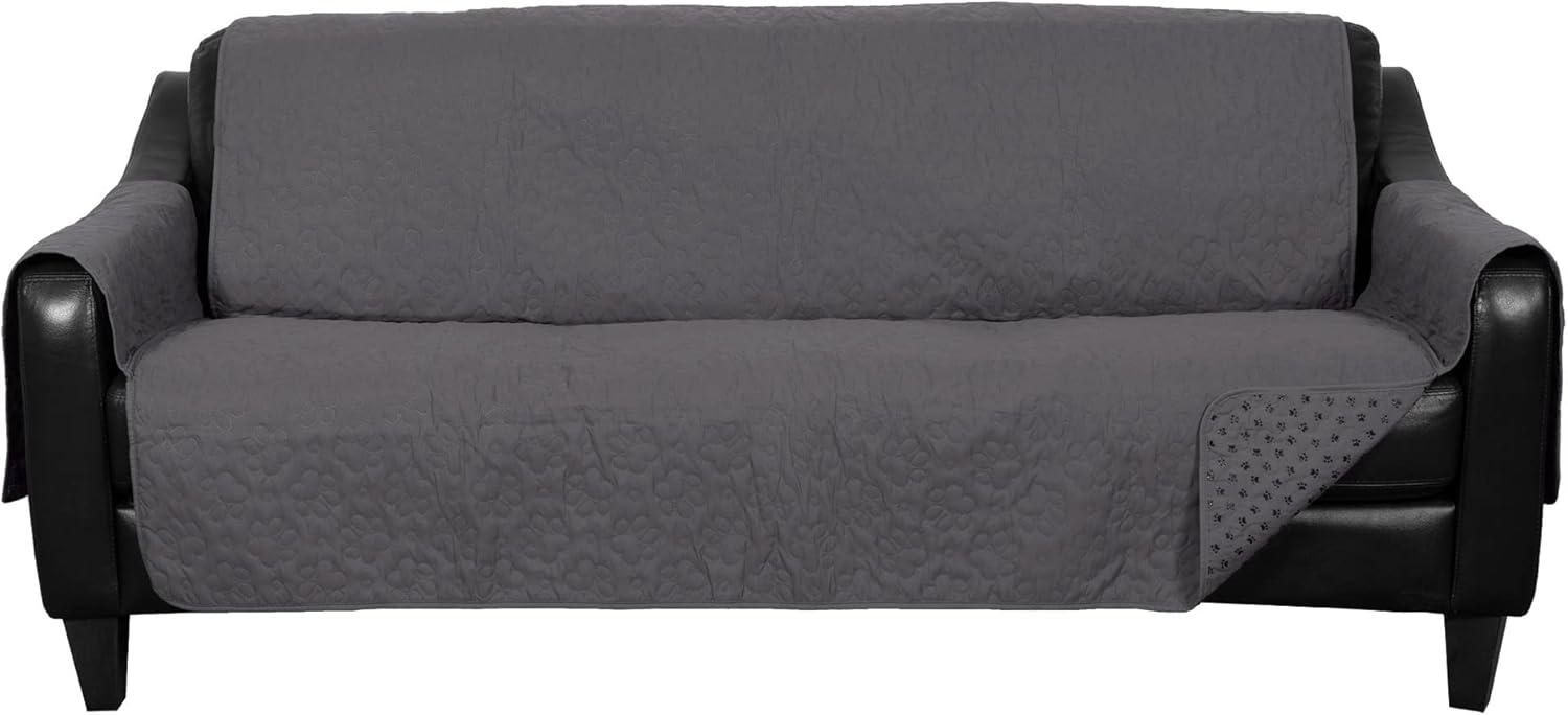 imageFurhaven Waterproof ampamp NonSlip XL SofaCouch Cover Protector for Dogs Cats ampamp Children Quilted Paw Print Living Room Furniture Cover Gray XLarge SofaGrey