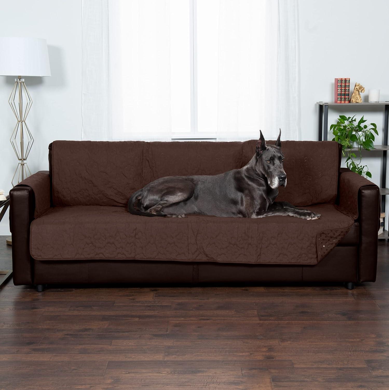 imageFurhaven Waterproof ampamp NonSlip XL SofaCouch Cover Protector for Dogs Cats ampamp Children Quilted Paw Print Living Room Furniture Cover Gray XLarge SofaEspresso