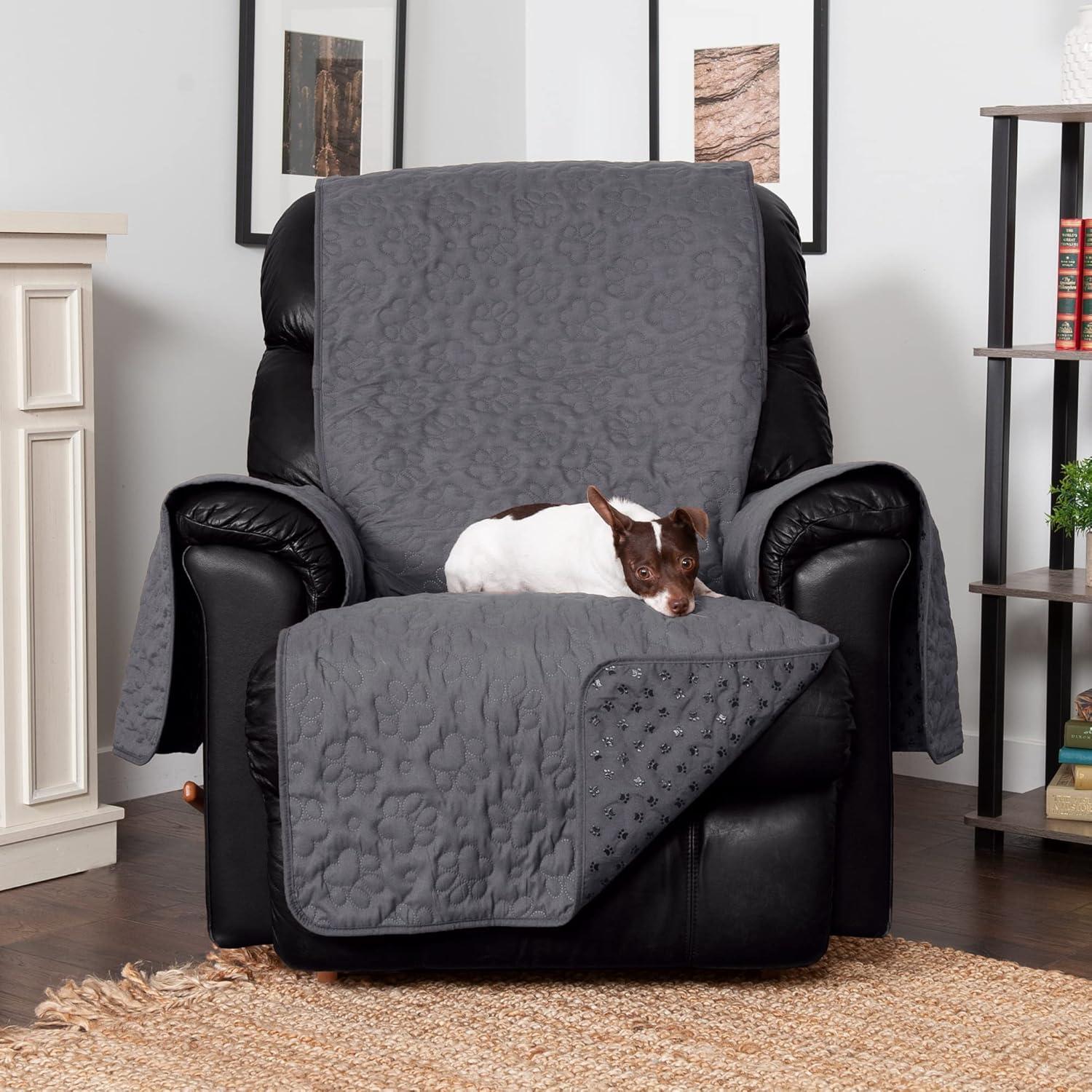 imageFurhaven Waterproof ampamp NonSlip XL SofaCouch Cover Protector for Dogs Cats ampamp Children Quilted Paw Print Living Room Furniture Cover Gray XLarge SofaGrey