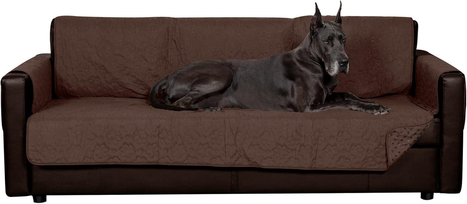 imageFurhaven Waterproof ampamp NonSlip XL SofaCouch Cover Protector for Dogs Cats ampamp Children Quilted Paw Print Living Room Furniture Cover Gray XLarge SofaEspresso