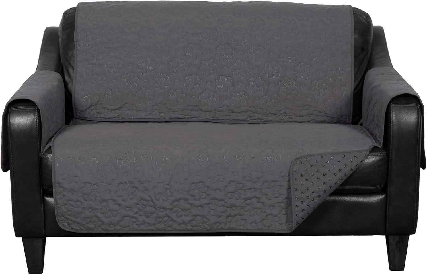 imageFurhaven Waterproof ampamp NonSlip XL SofaCouch Cover Protector for Dogs Cats ampamp Children Quilted Paw Print Living Room Furniture Cover Gray XLarge SofaGrey