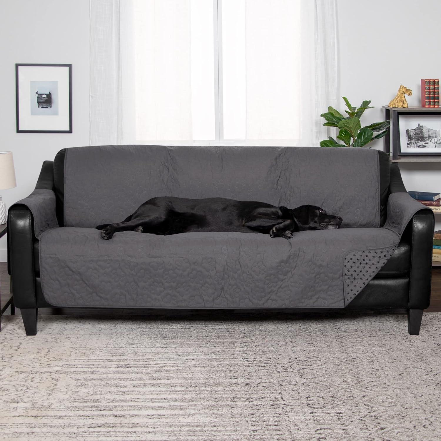 imageFurhaven Waterproof ampamp NonSlip XL SofaCouch Cover Protector for Dogs Cats ampamp Children Quilted Paw Print Living Room Furniture Cover Gray XLarge SofaGrey