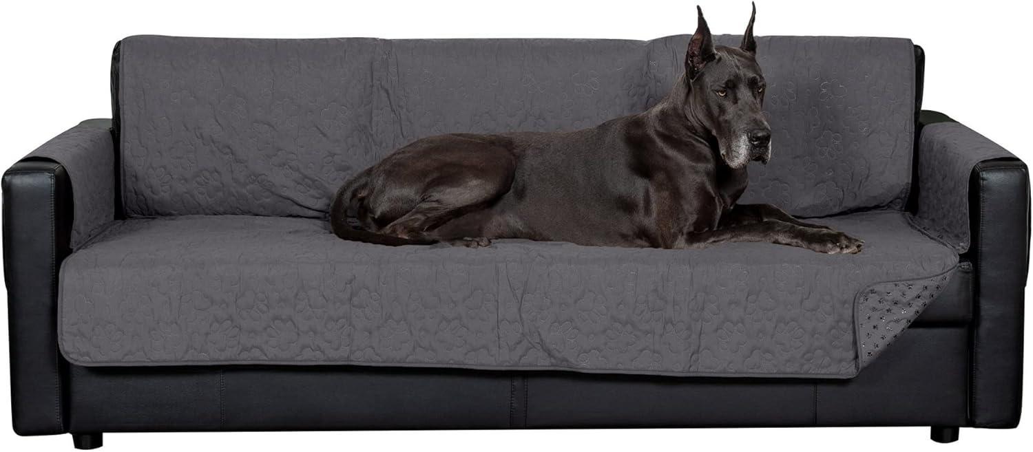 imageFurhaven Waterproof ampamp NonSlip XL SofaCouch Cover Protector for Dogs Cats ampamp Children Quilted Paw Print Living Room Furniture Cover Gray XLarge SofaGrey