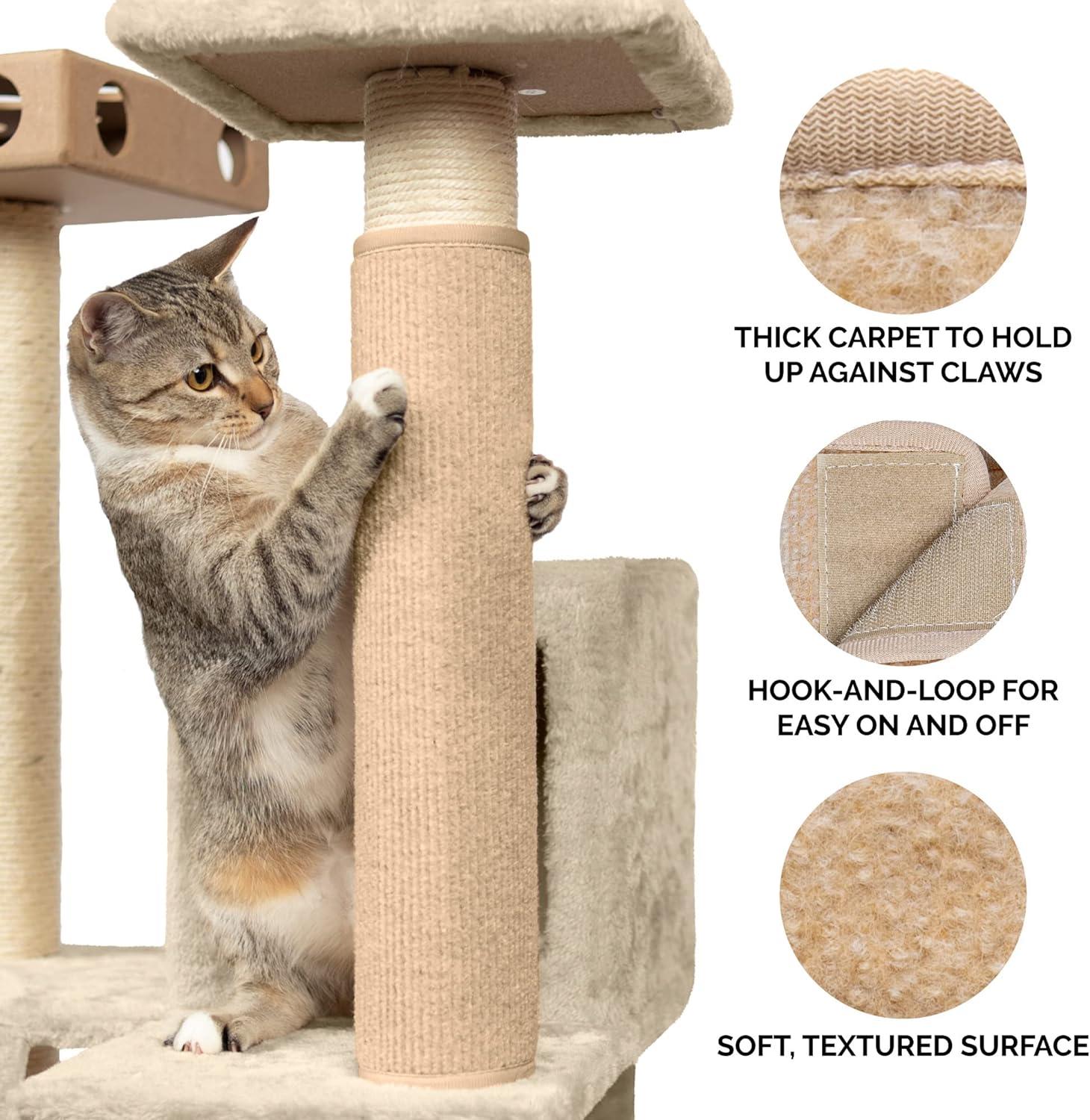 imageFurhaven Wrap Around Scratching Post Cover for Indoor Cats Fits Posts Up to 35quot Diameter Durable ampamp Less Mess Tiger Tough Carpet Scratch Mat Cream Extra LargeXLScratch Post Cover Cream