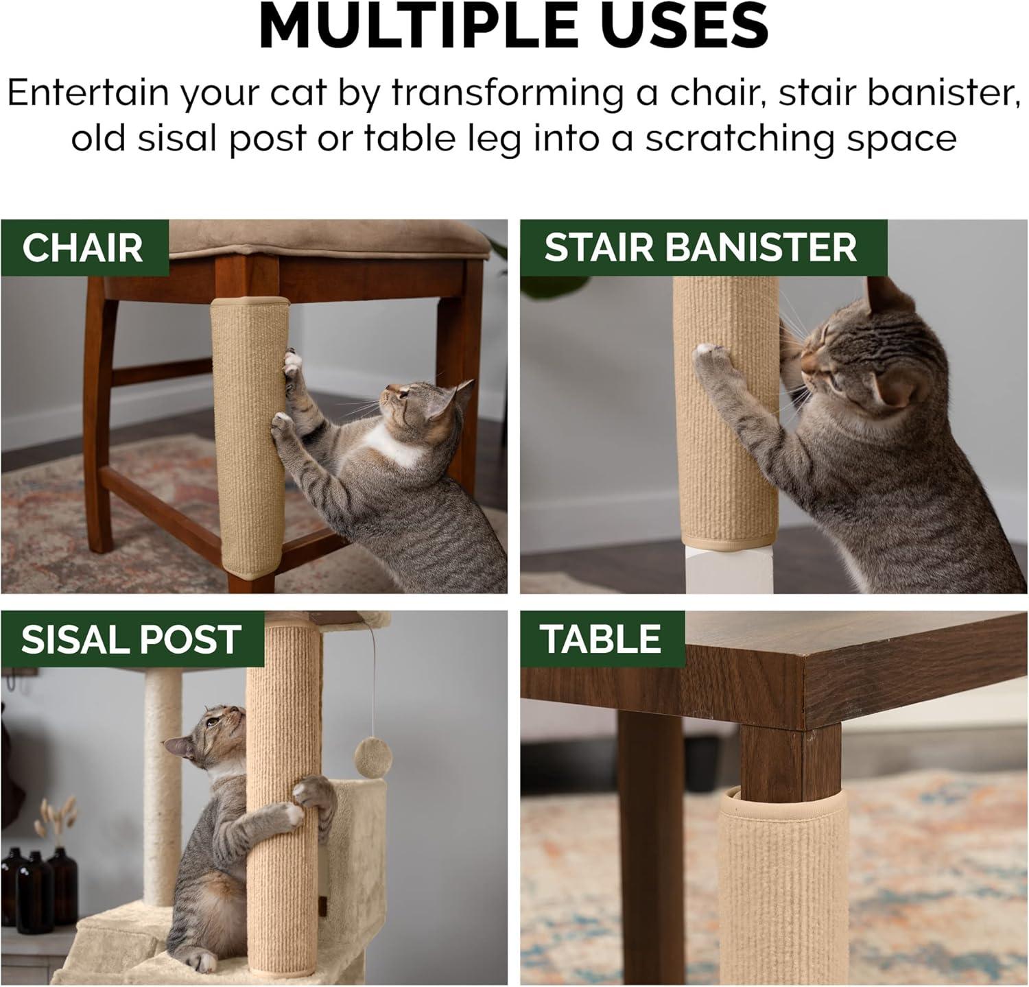 imageFurhaven Wrap Around Scratching Post Cover for Indoor Cats Fits Posts Up to 35quot Diameter Durable ampamp Less Mess Tiger Tough Carpet Scratch Mat Cream Extra LargeXLScratch Post Cover Cream