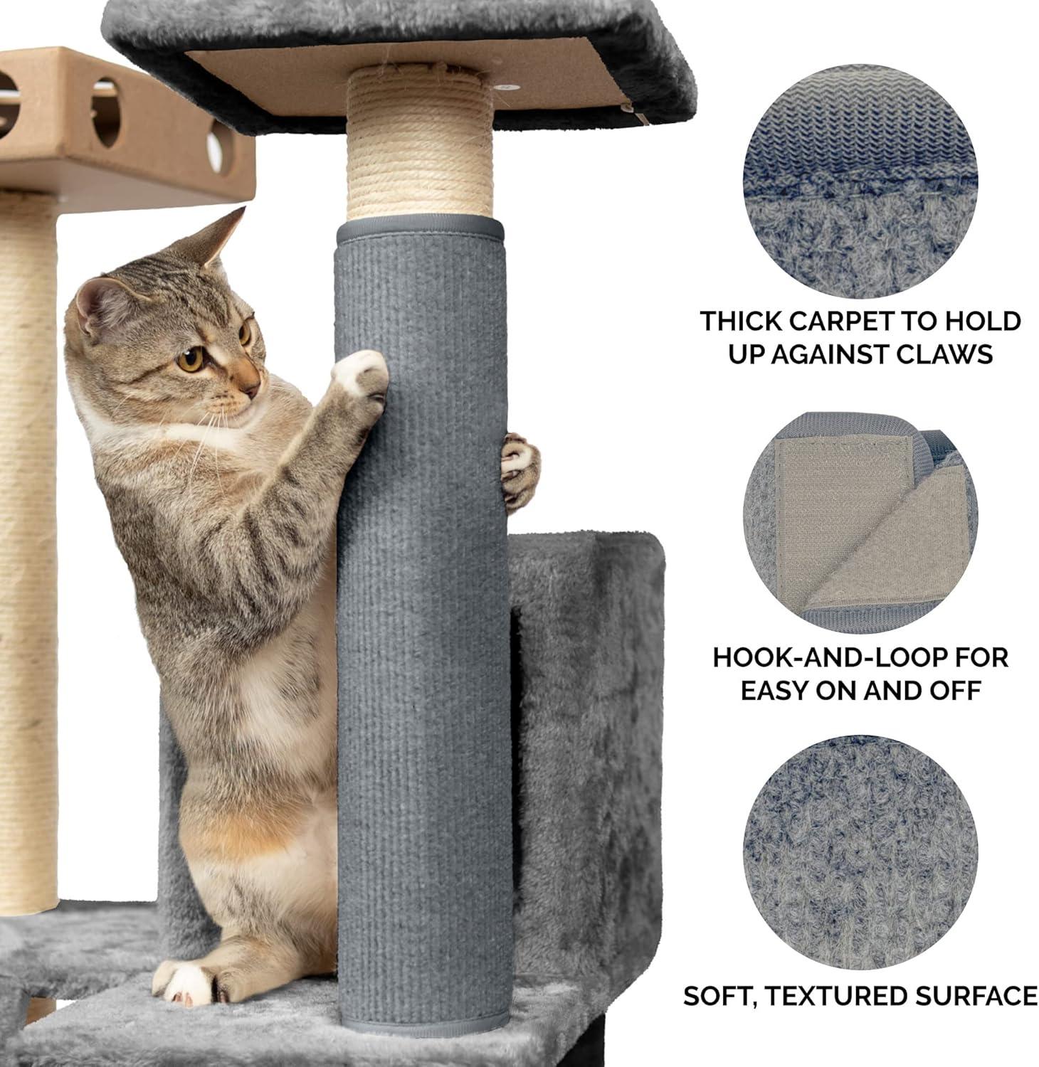 imageFurhaven Wrap Around Scratching Post Cover for Indoor Cats Fits Posts Up to 35quot Diameter Durable ampamp Less Mess Tiger Tough Carpet Scratch Mat Cream Extra LargeXLScratch Post Cover Gray