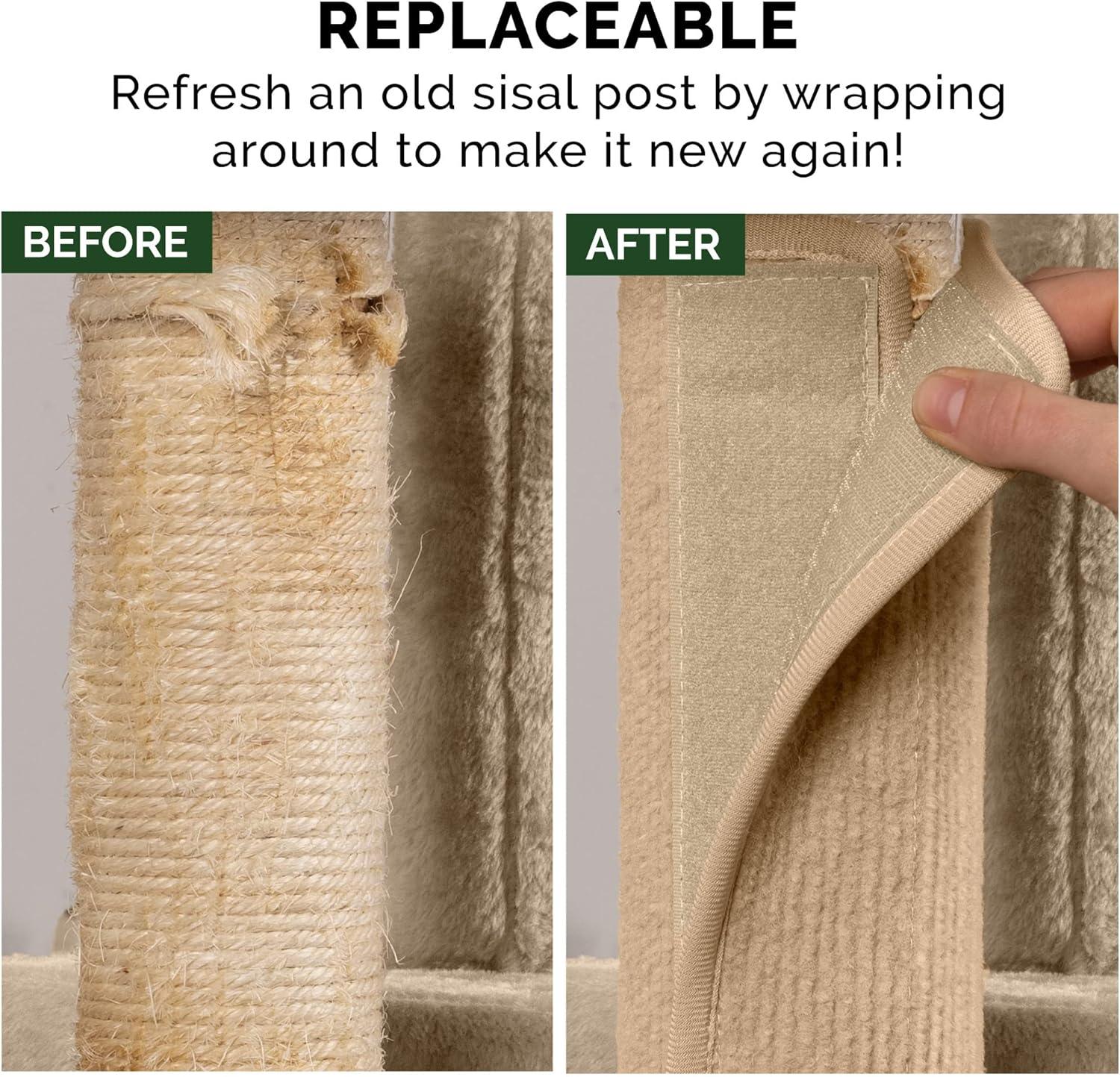 imageFurhaven Wrap Around Scratching Post Cover for Indoor Cats Fits Posts Up to 35quot Diameter Durable ampamp Less Mess Tiger Tough Carpet Scratch Mat Cream Extra LargeXLScratch Post Cover Cream