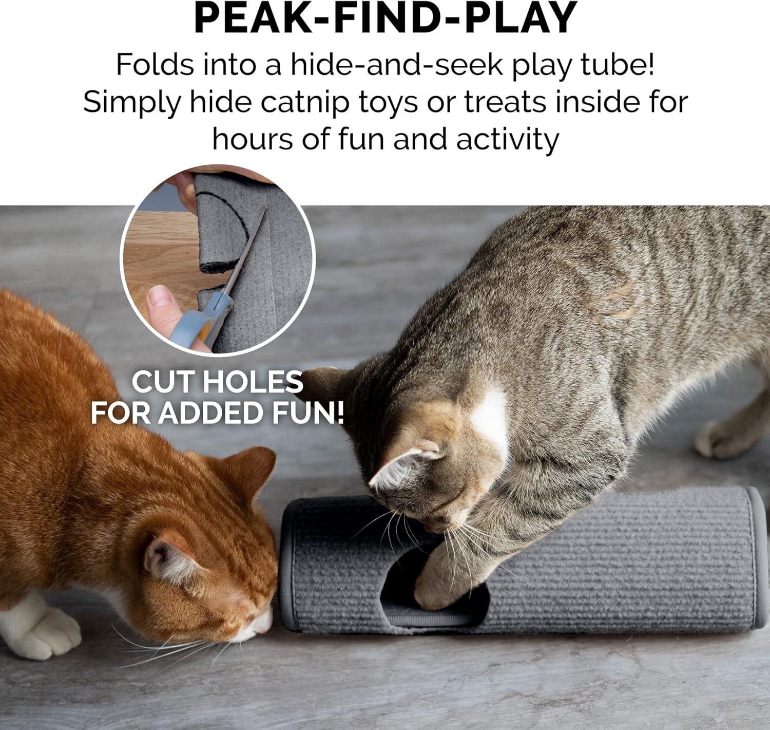 imageFurhaven Wrap Around Scratching Post Cover for Indoor Cats Fits Posts Up to 35quot Diameter Durable ampamp Less Mess Tiger Tough Carpet Scratch Mat Cream Extra LargeXLScratch Post Cover Gray