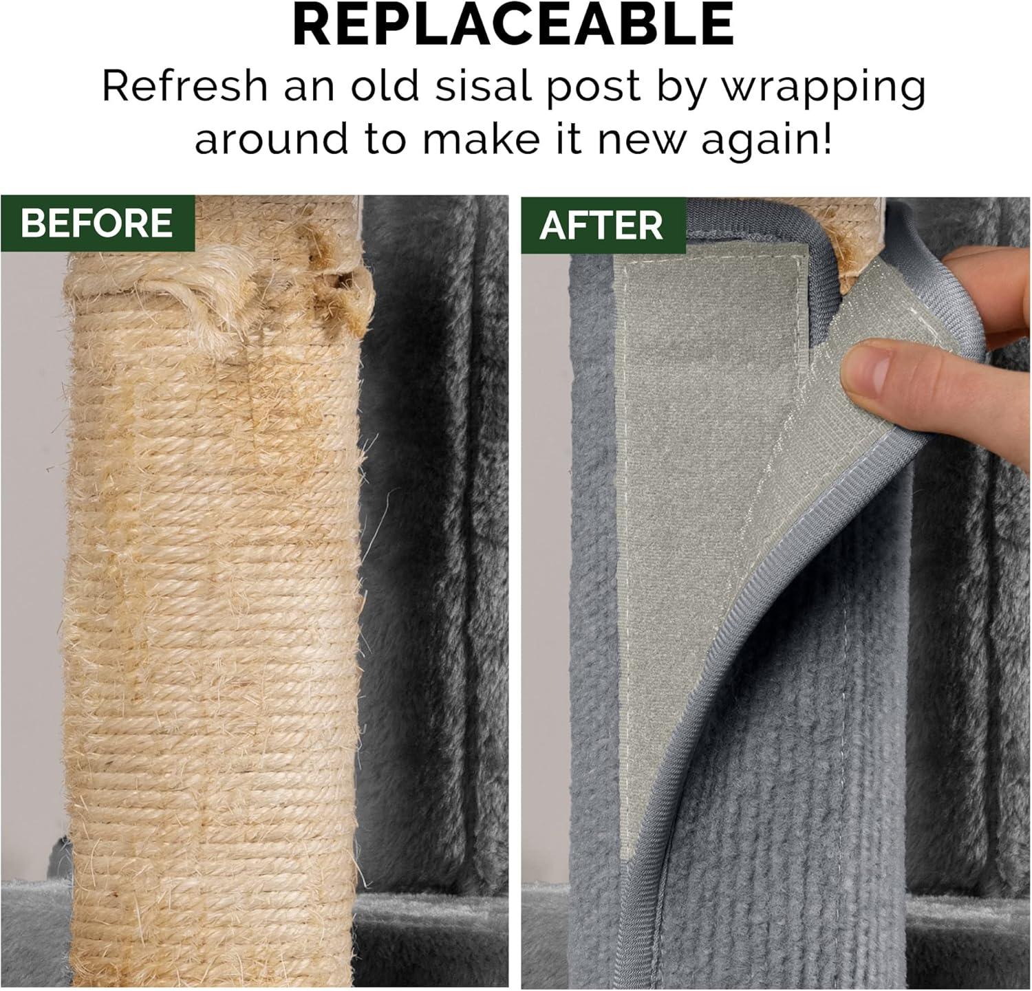 imageFurhaven Wrap Around Scratching Post Cover for Indoor Cats Fits Posts Up to 35quot Diameter Durable ampamp Less Mess Tiger Tough Carpet Scratch Mat Cream Extra LargeXLScratch Post Cover Gray