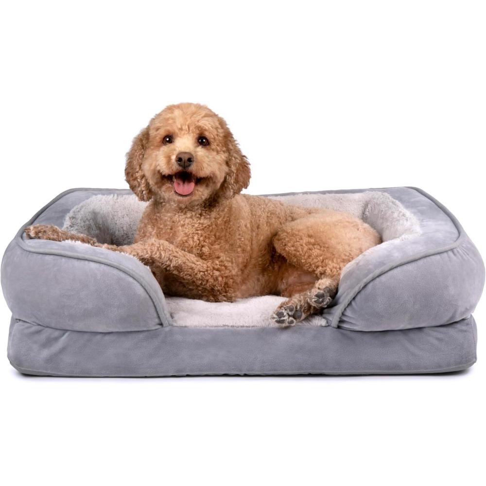imageFurHaven Cooling Gel Dog Bed for Large Dogs Perfect Comfort Sofa Bed Cool GelTop Foam ampamp Solid Orthopedic Foam Base for Joint Support Removable Washable Cover Jumbo XL Plush ampamp Velvet BrownstoneGranite Gray
