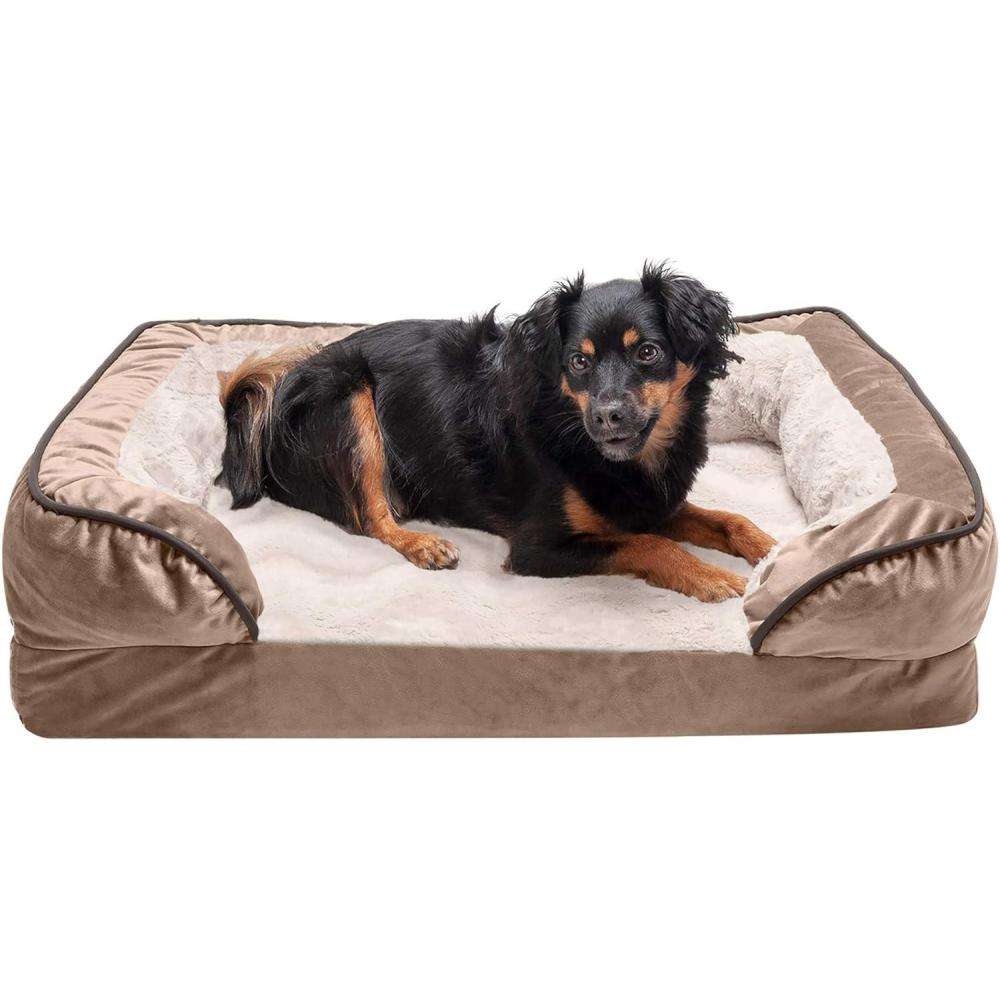 imageFurHaven Cooling Gel Dog Bed for Large Dogs Perfect Comfort Sofa Bed Cool GelTop Foam ampamp Solid Orthopedic Foam Base for Joint Support Removable Washable Cover Jumbo XL Plush ampamp Velvet BrownstoneBrownstone