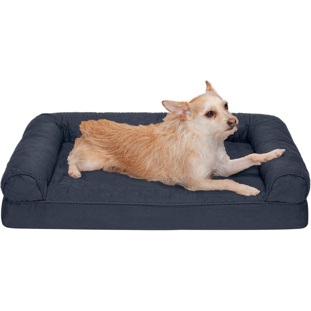 imageFurHaven Dreamer Sofa Orthopedic Dog Bed for Large Dogs with Orthopedic Egg Crate Memory Foam for Joint Support Removable Washable Cover Jumbo XL Quilted Sofa Iron GrayIron Gray