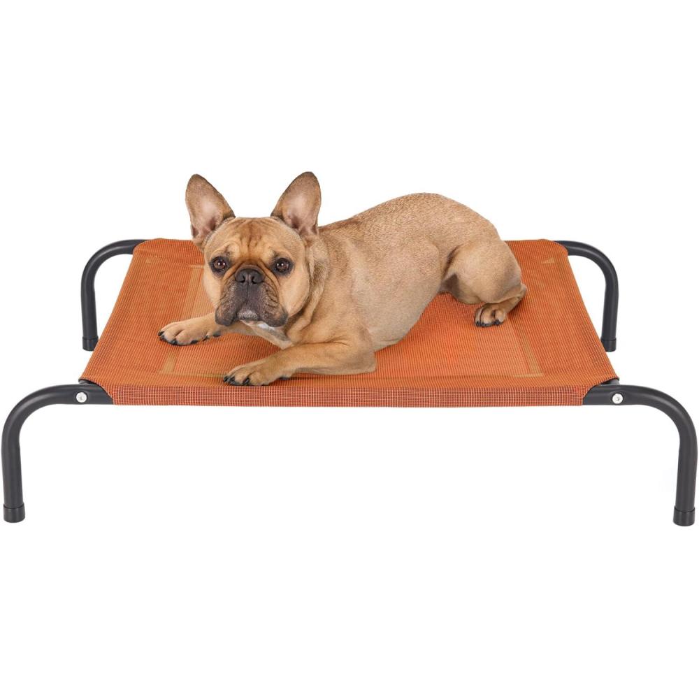 imageFurHaven Elevated Pet Cots  Cooling ampamp Breathable Nylon Mesh Hammock for Small Dogs ampamp CatsEasytoAssembleDurable and ReinforcedPerfect for Rest ampamp Relaxation Outdoors  Graphite Gray SmallTerracotta Red