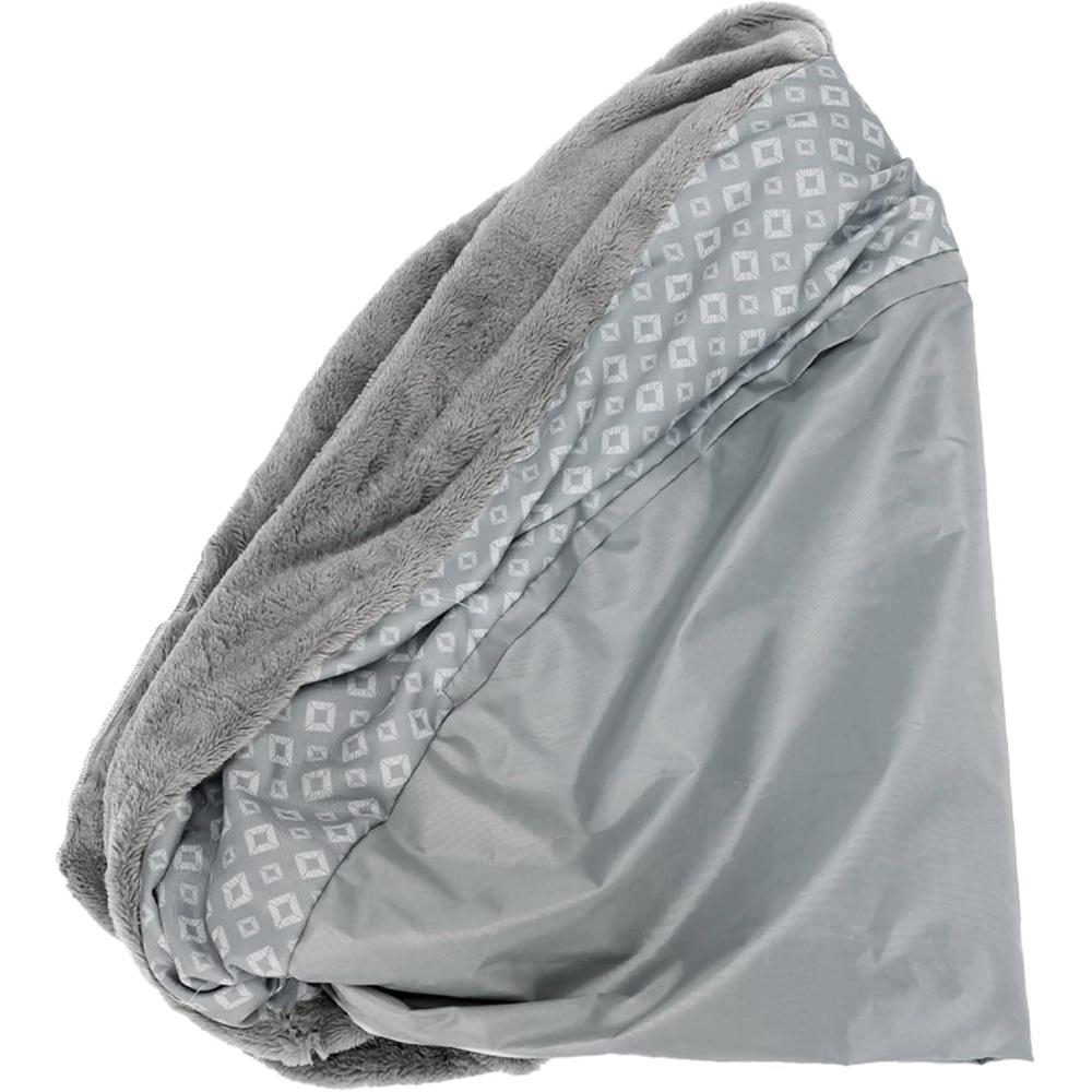 imageFurHaven Replacement Dog Bed Cover Long Faux Fur for Calming Cuddlers Machine Washable Customizable Filling Jumbo XL GrayPlush  Diamond Print Gray